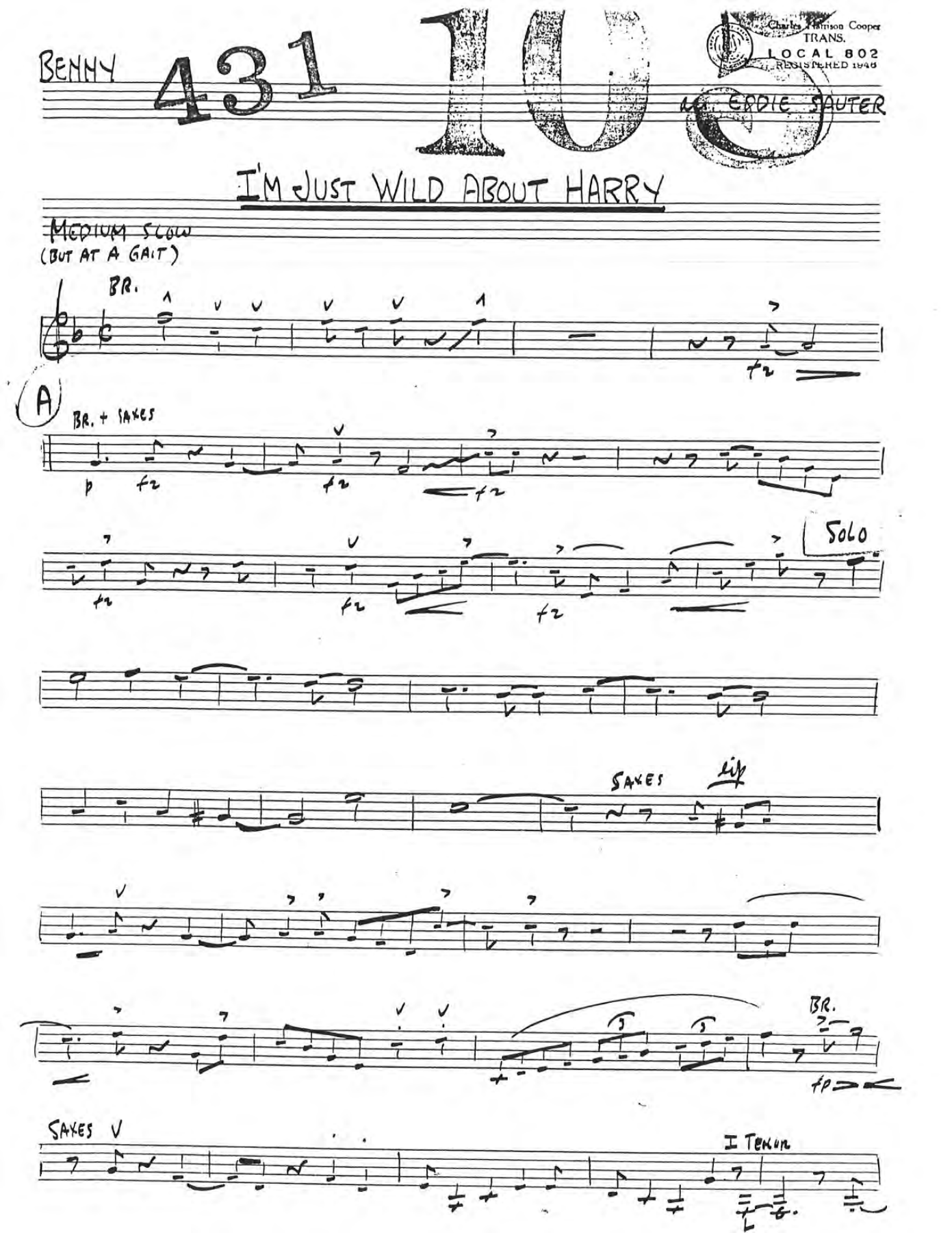 I'm Just Wild About Harry — sheet music cover (first page)