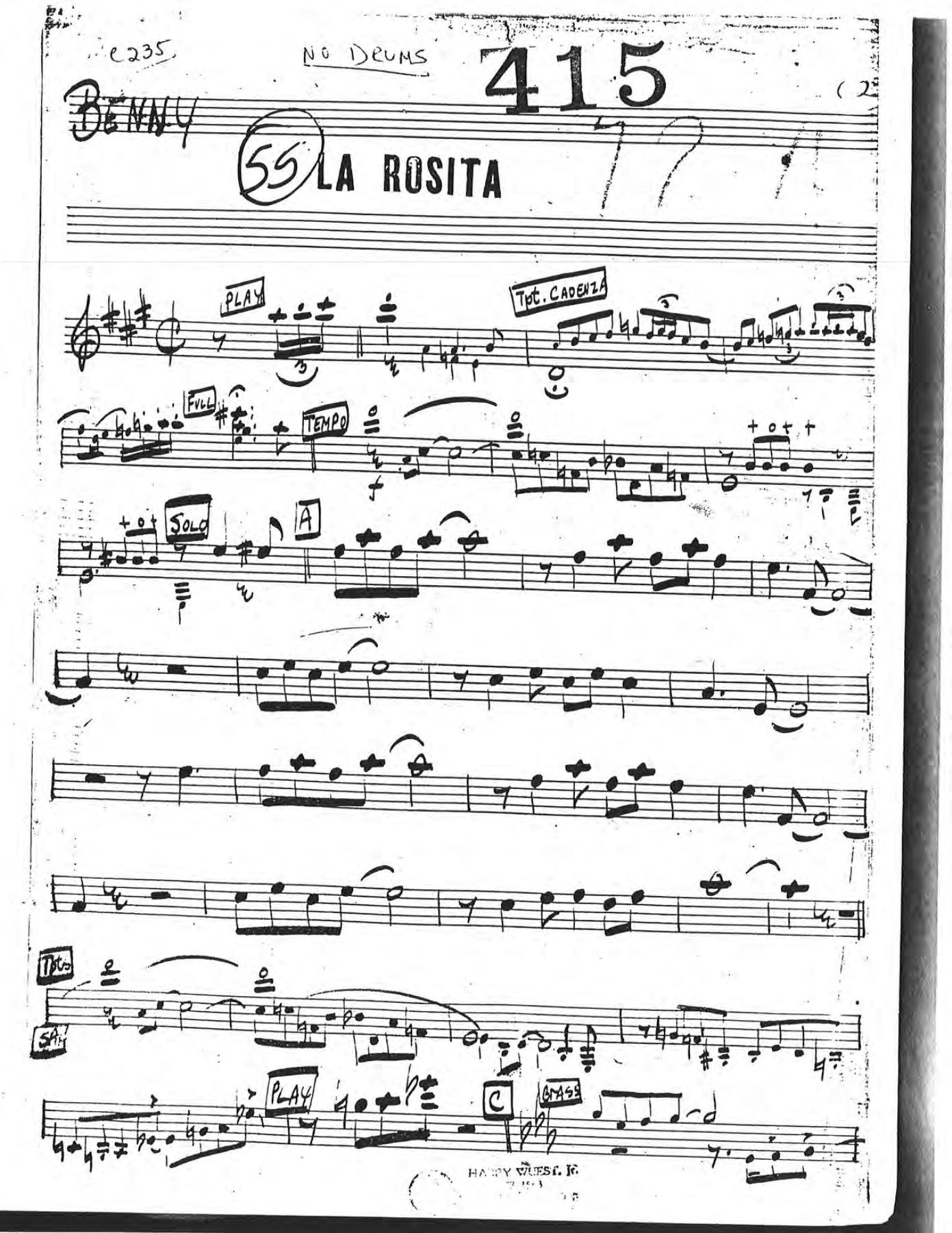 La Rosita — Big Band sheet music arranged by B.Goodman | Jazz Standard