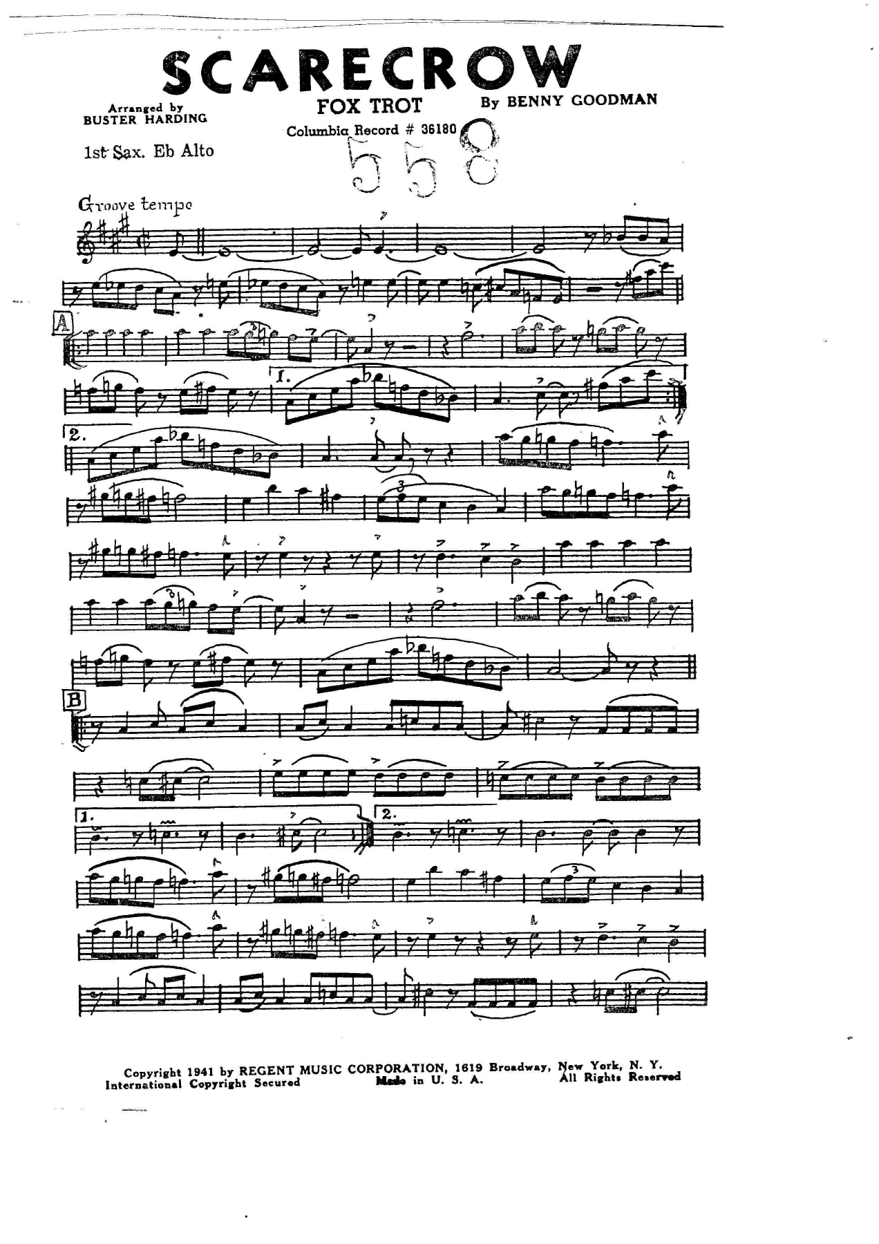 Scarecrow — sheet music cover (first page)