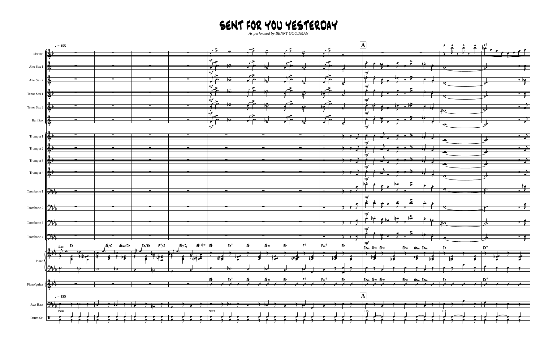 Sent For You Yesterday — sheet music preview