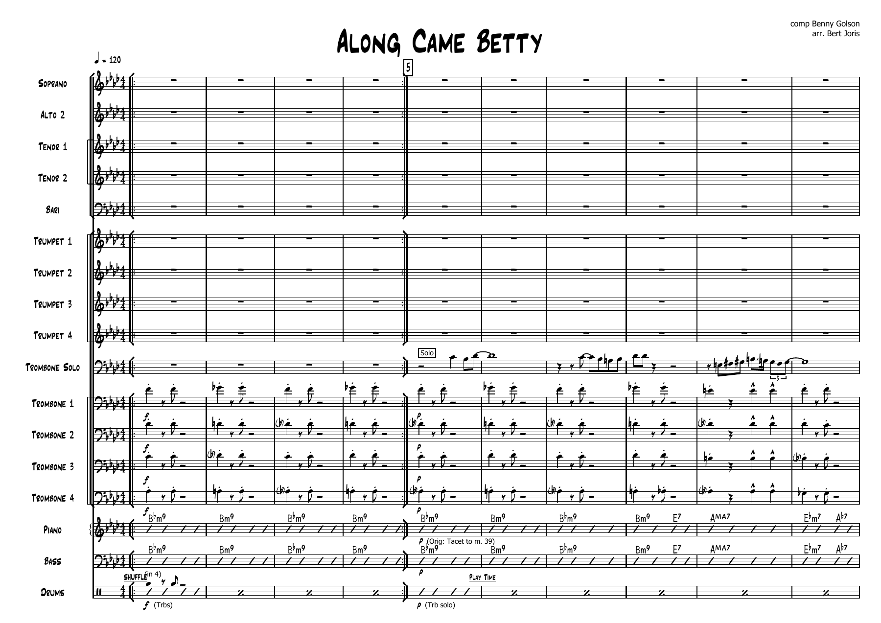 Along Came Betty — sheet music preview