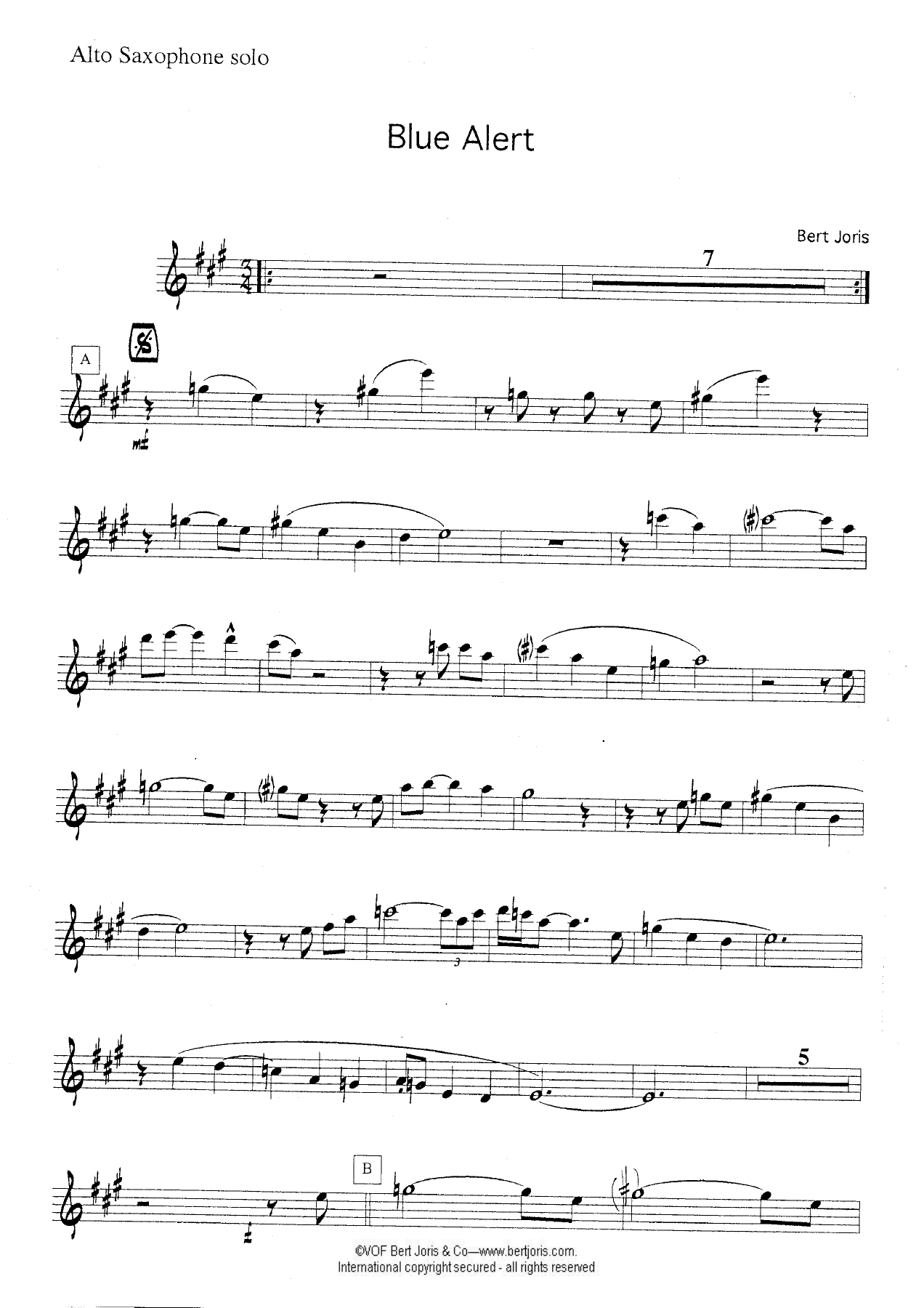 Blue Alert — sheet music cover (first page)