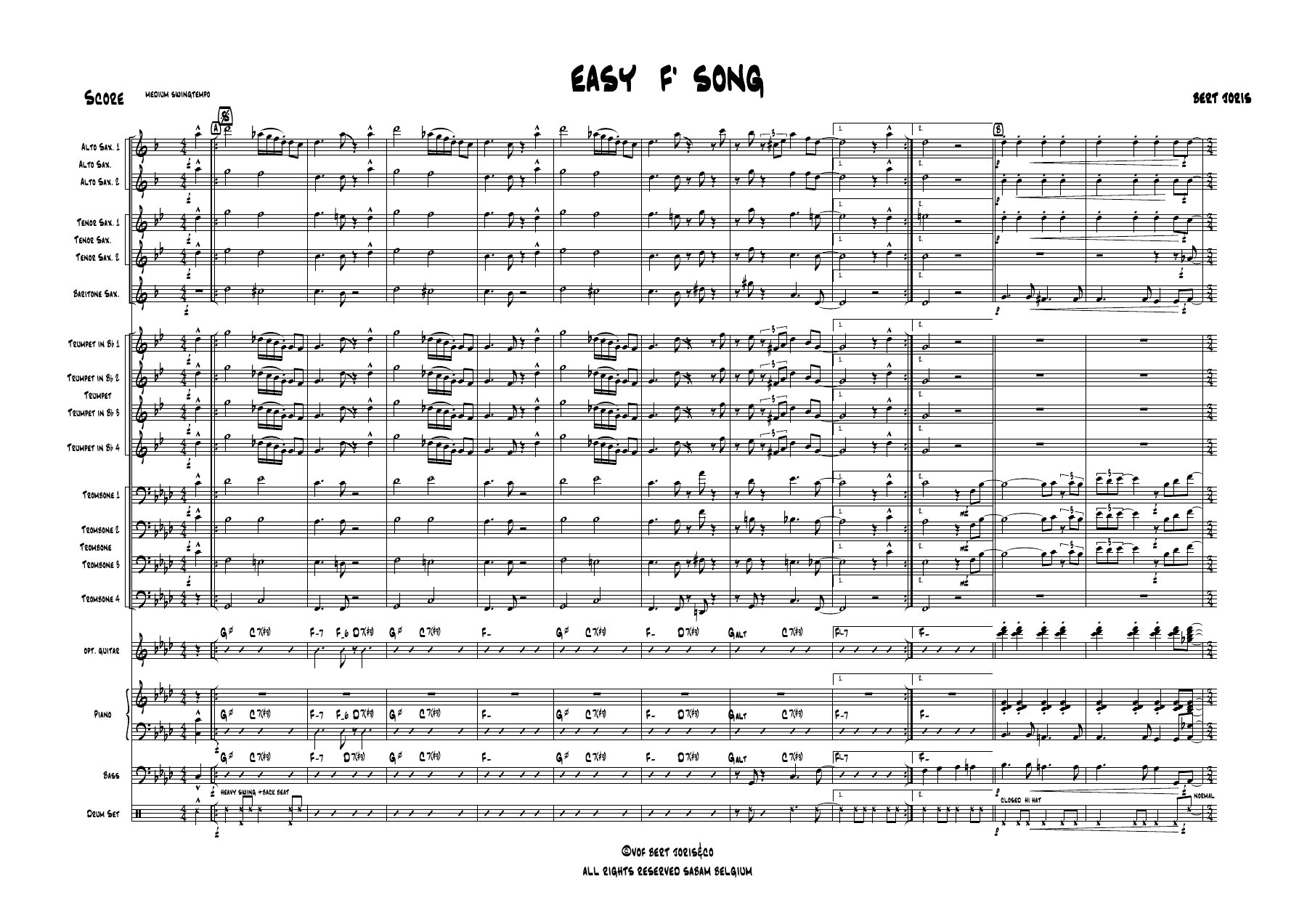 Easy F Song — sheet music cover (first page)