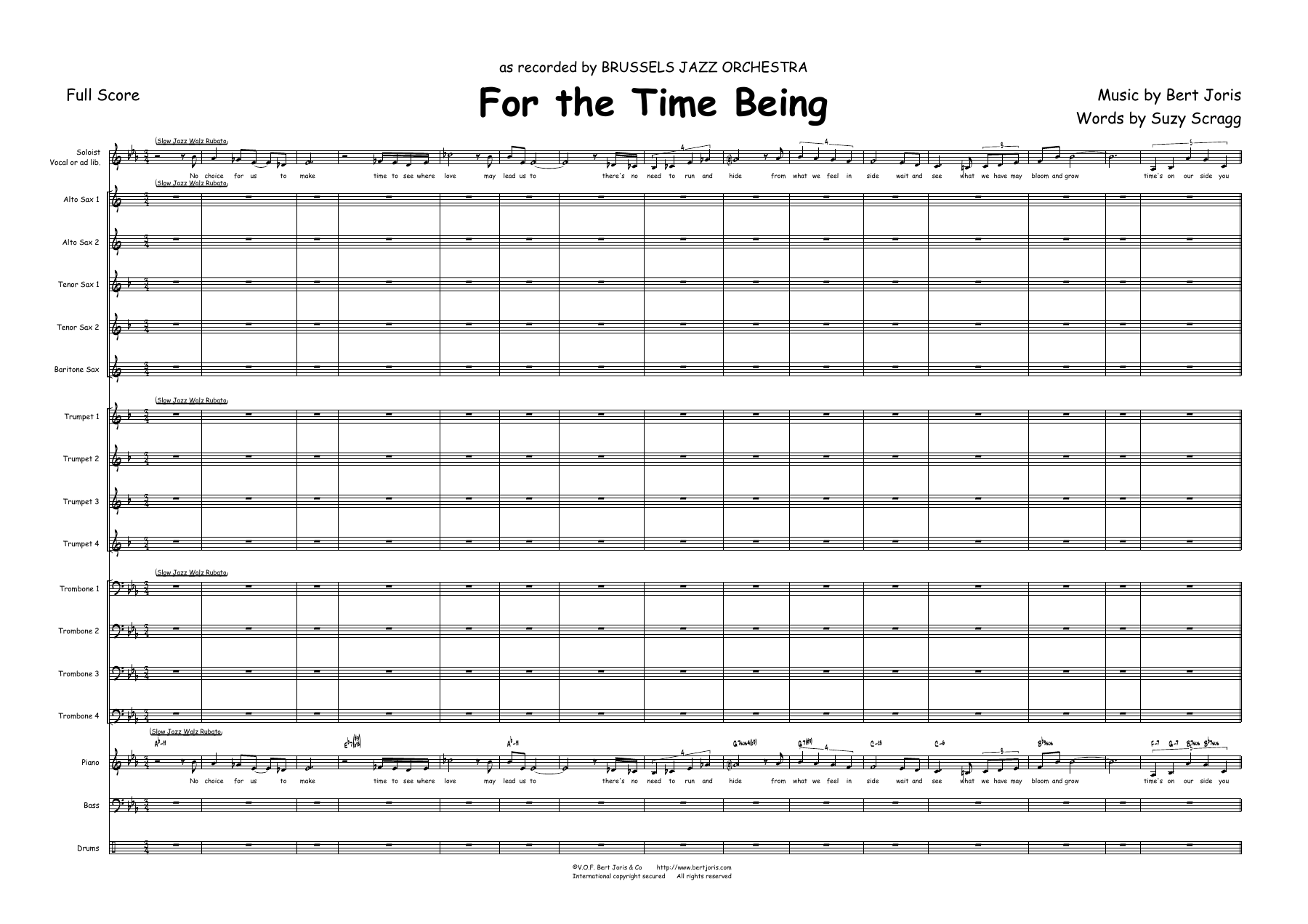 For The Time Being — sheet music cover (first page)