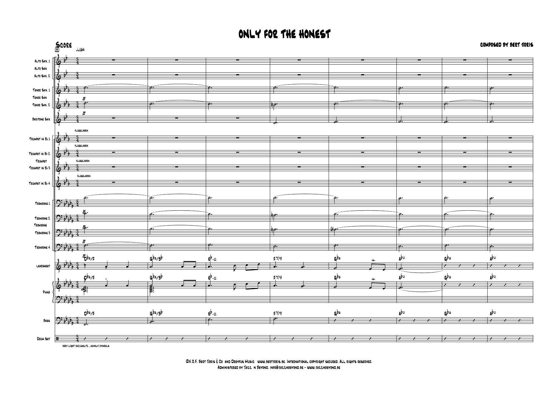Only For The Honest (B.Joris) MP3 — sheet music preview