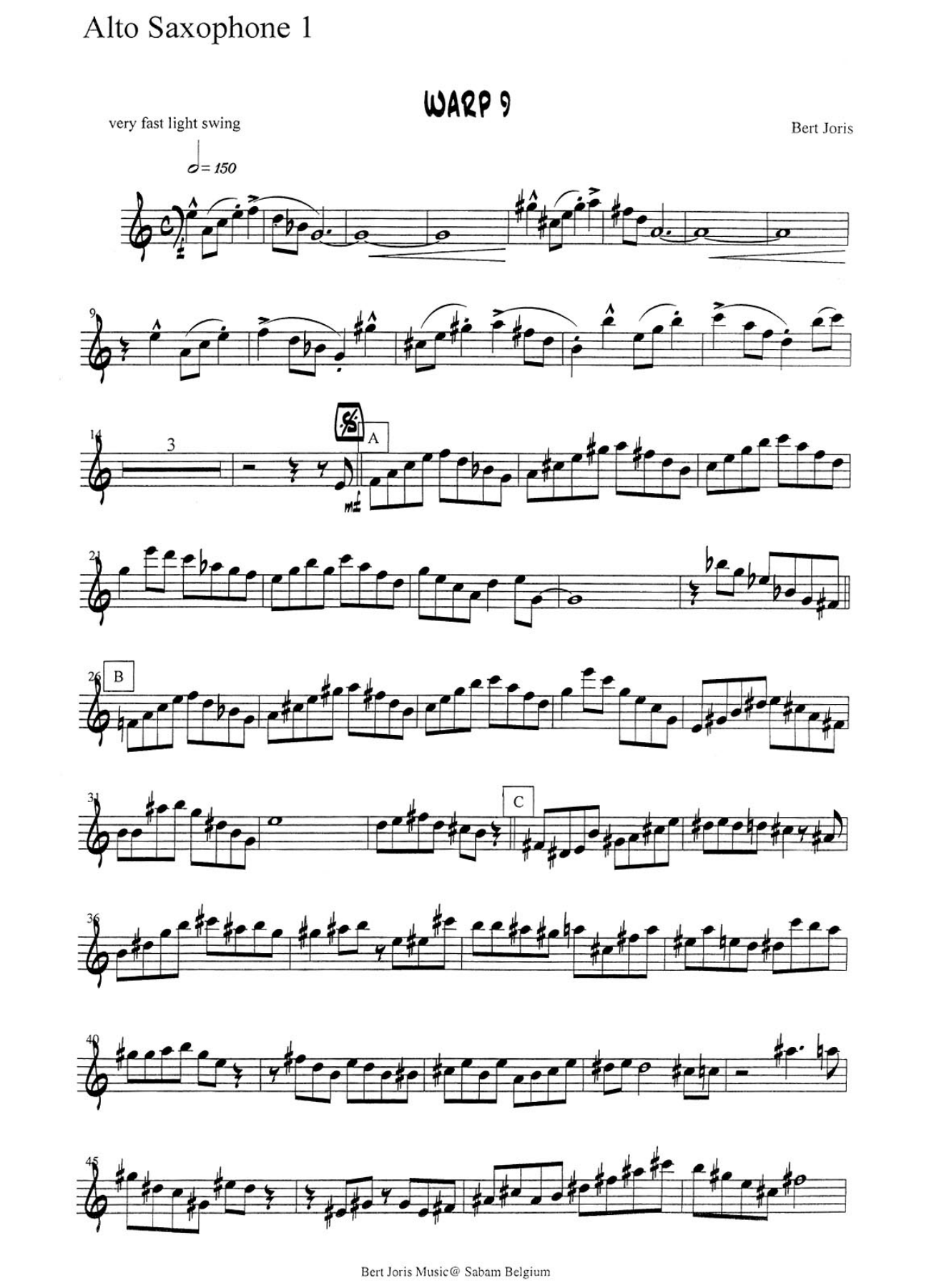 Warp 9 — sheet music cover (first page)