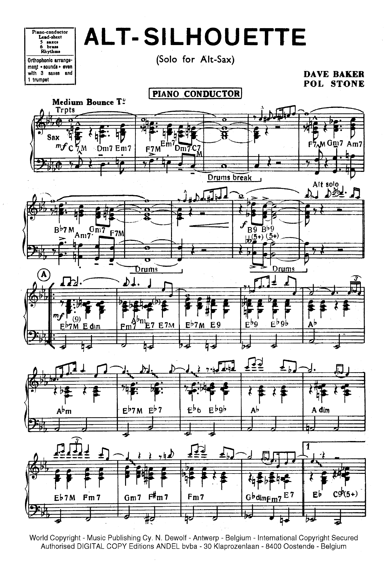 Alt Silhouette — sheet music cover (first page)