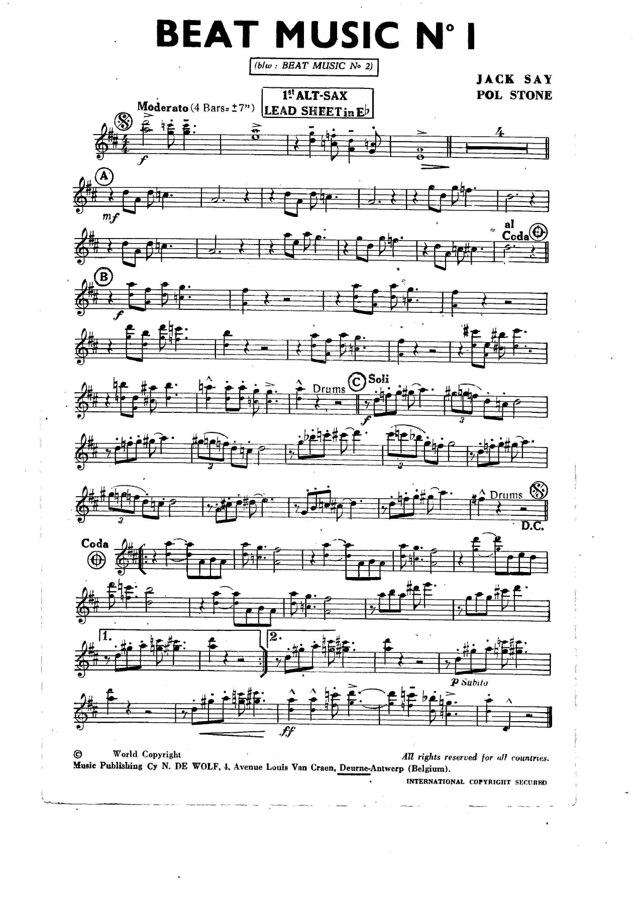Beat Music N 1 — Big Band sheet music arranged by P.Stone | Jazz Standard