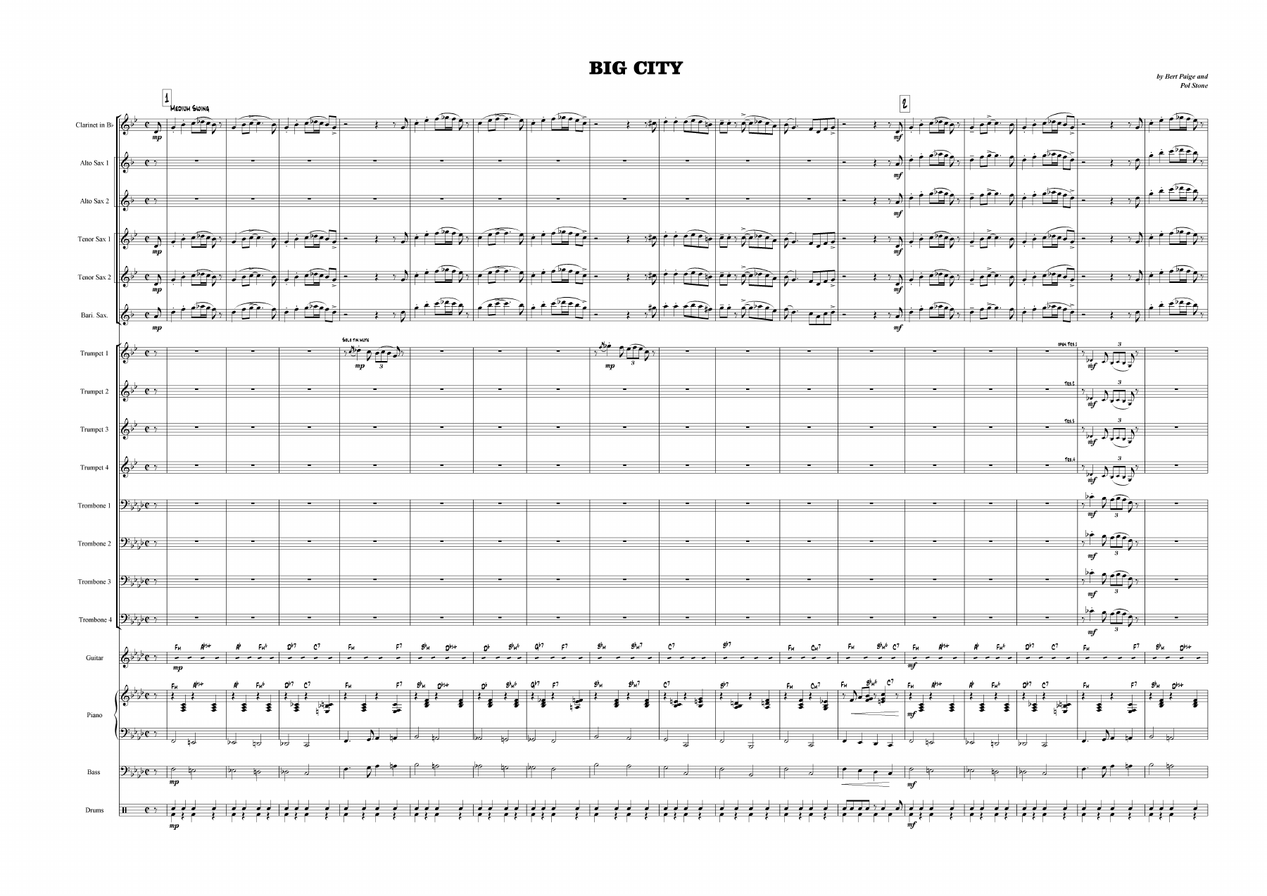 Big City — sheet music cover (first page)