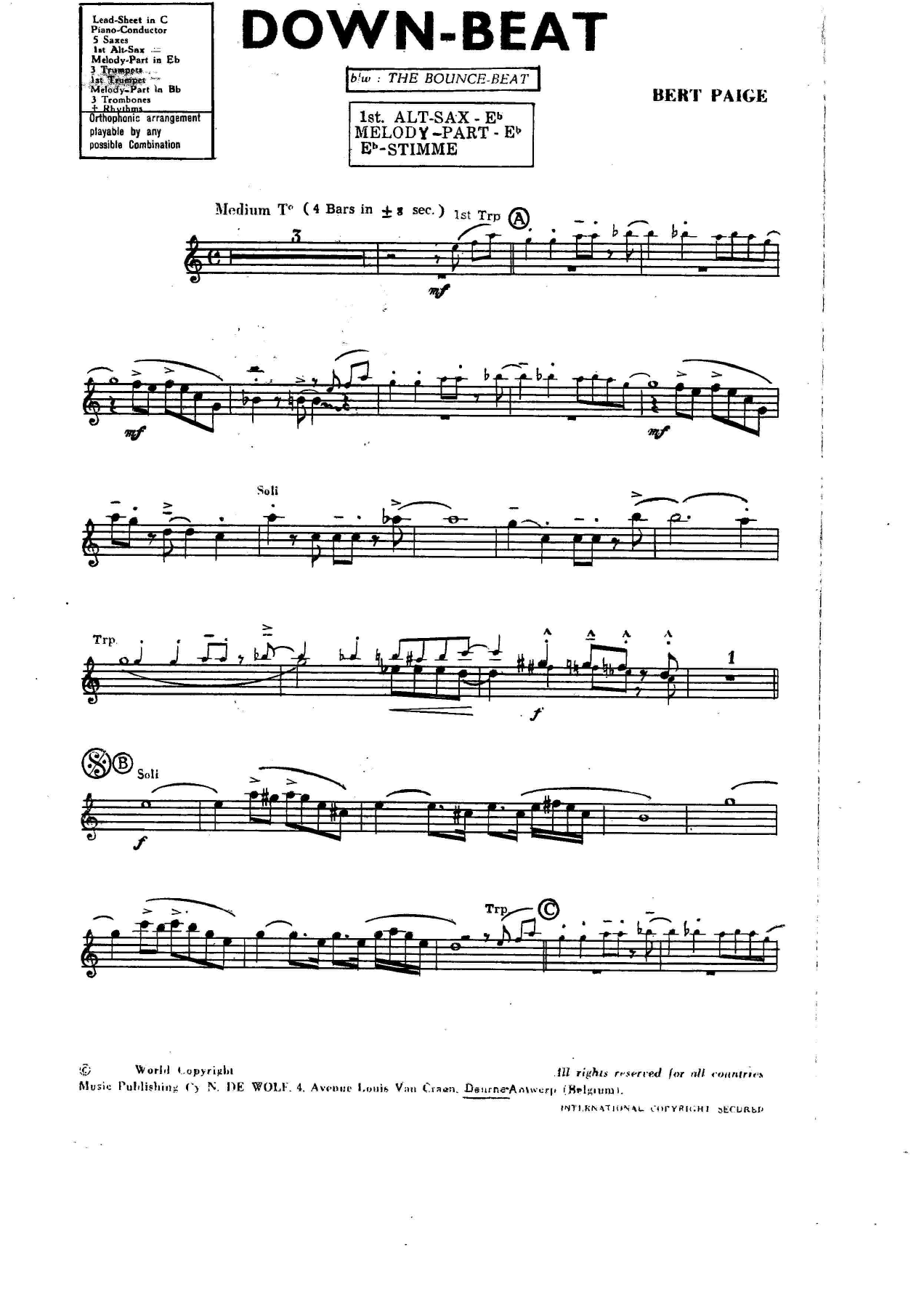 Down-Beat — sheet music cover (first page)
