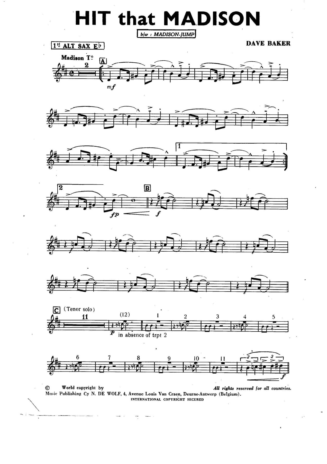 Hit That Madison — sheet music cover (first page)