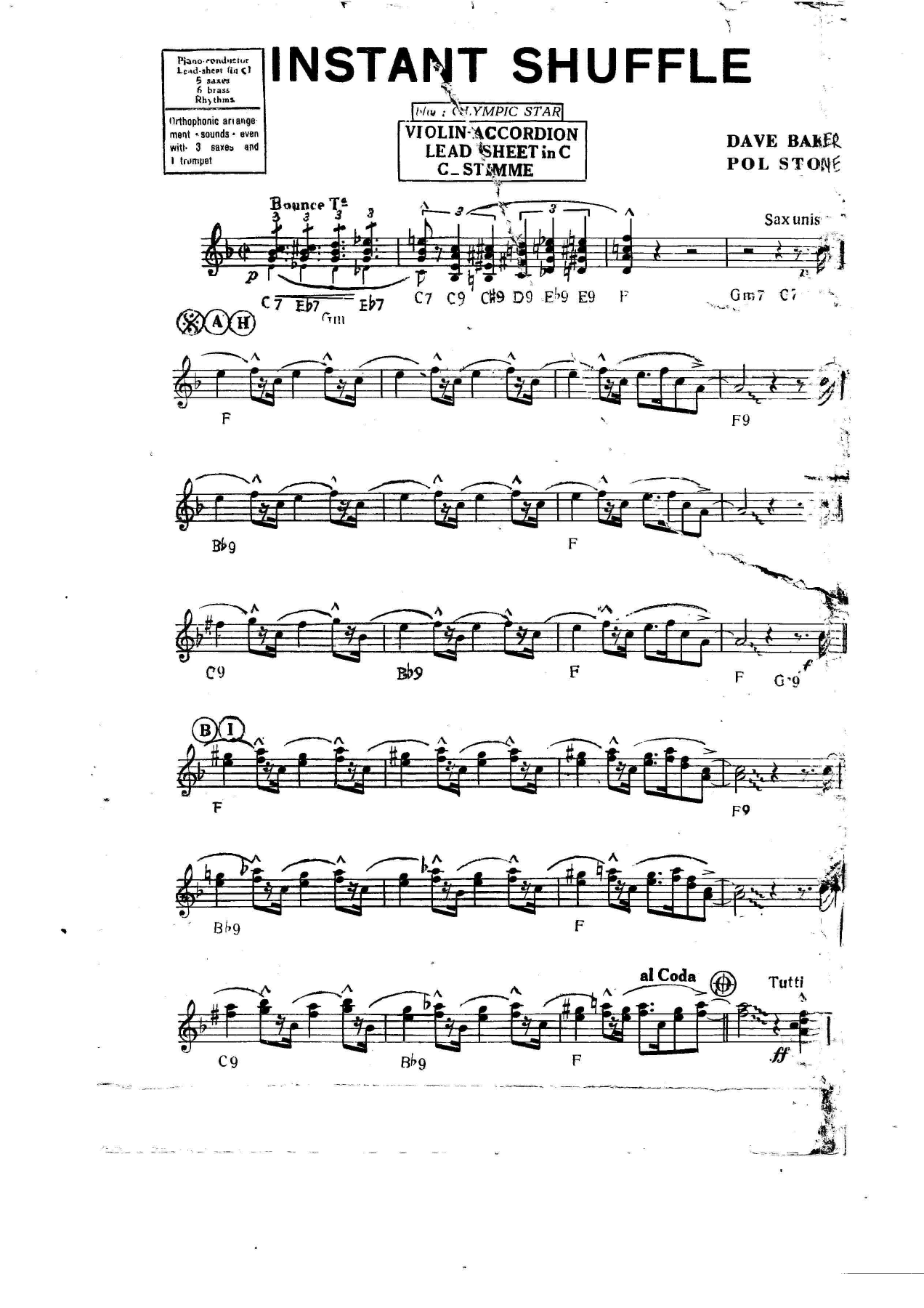 Instant Shuffle — sheet music cover (first page)