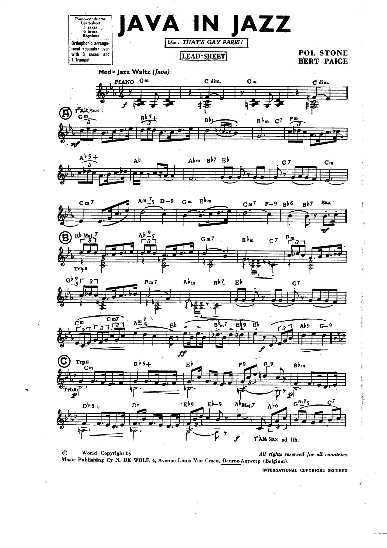 Java In Jazz — sheet music cover (first page)