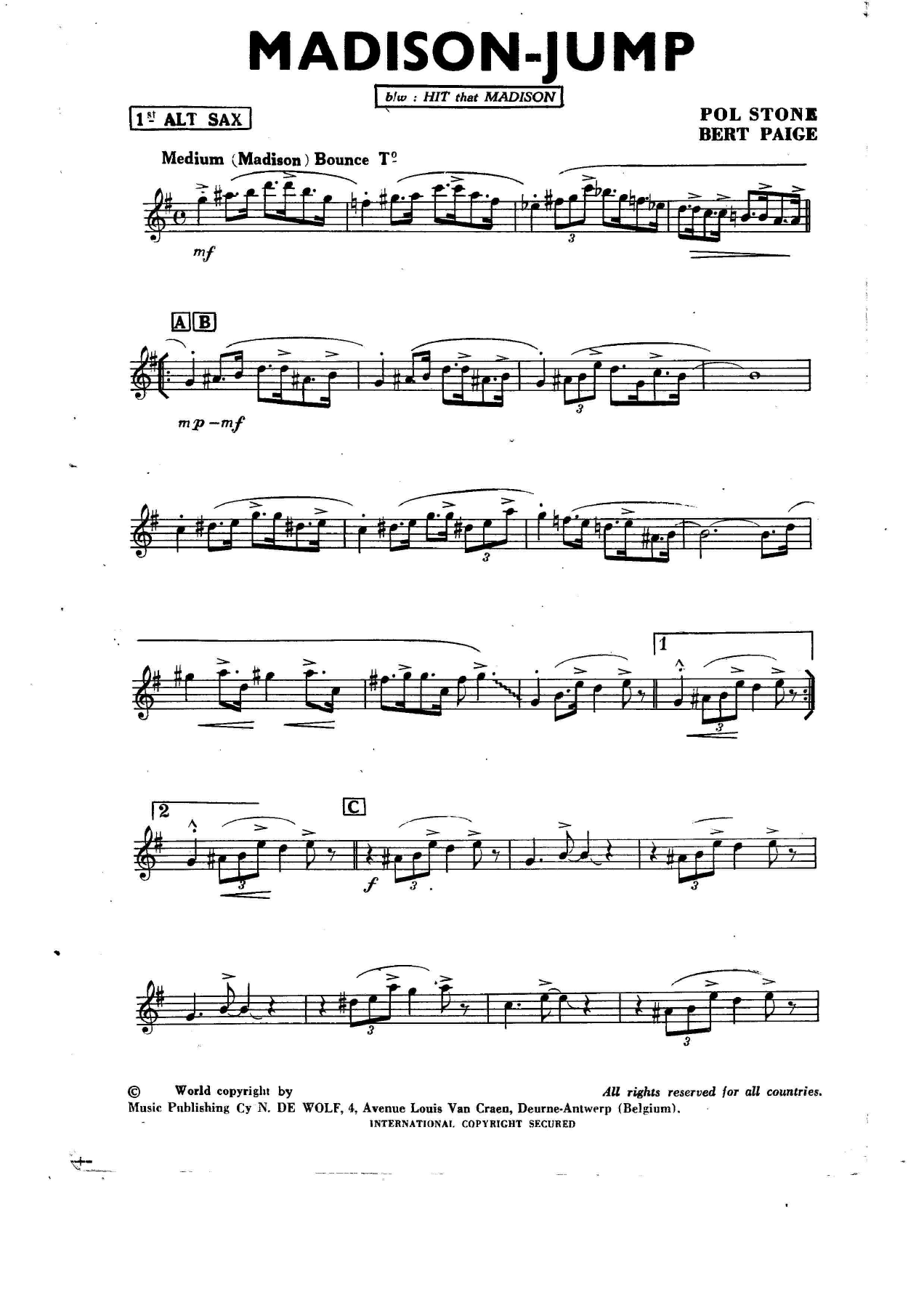 Madison -Jump — sheet music cover (first page)