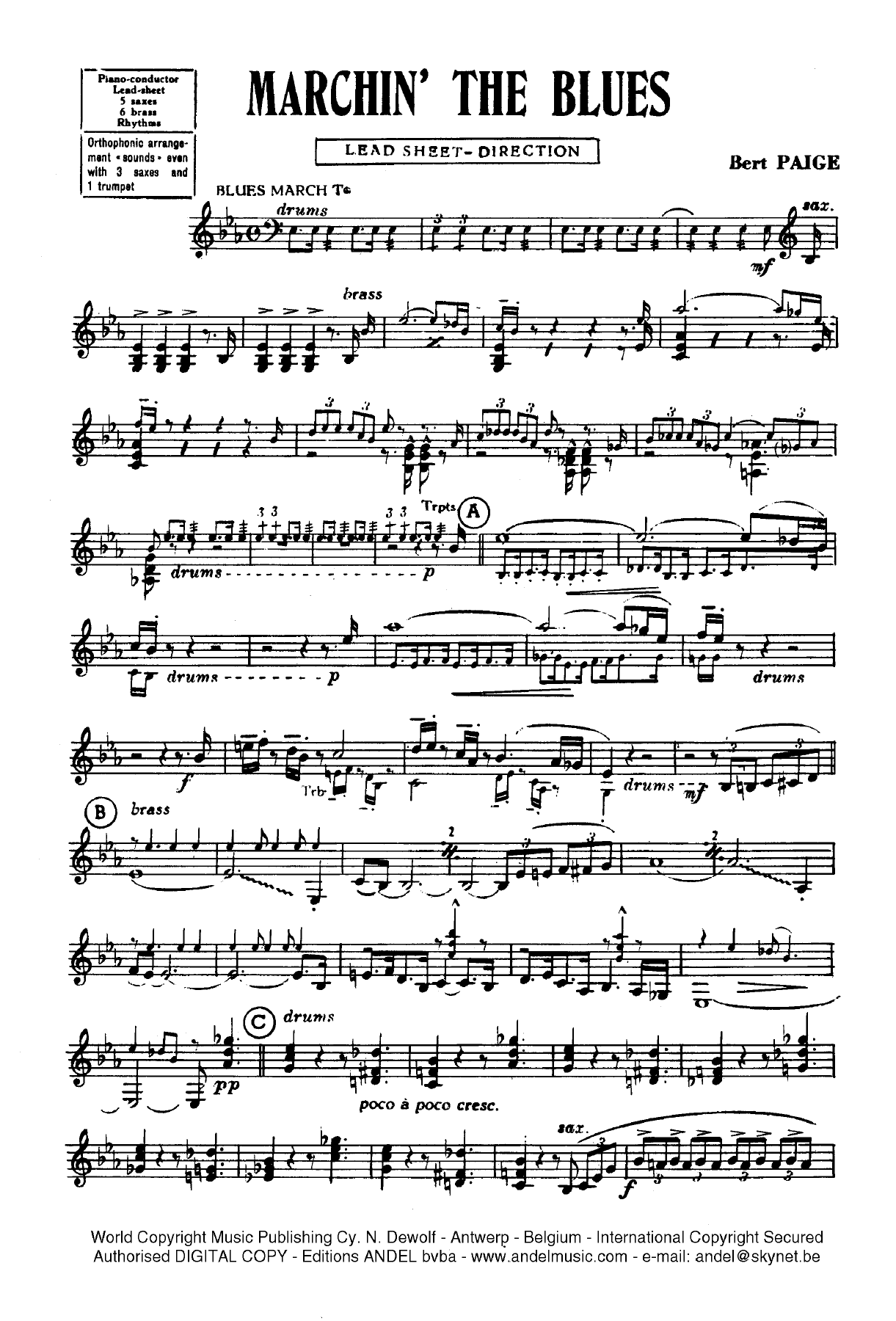 Marchin' The Blues — sheet music cover (first page)