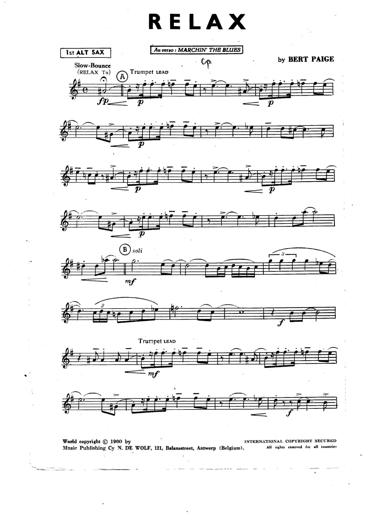 Relax — sheet music cover (first page)