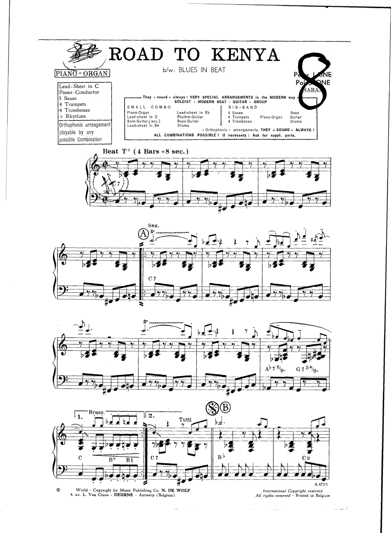 Road To Kenya — sheet music cover (first page)