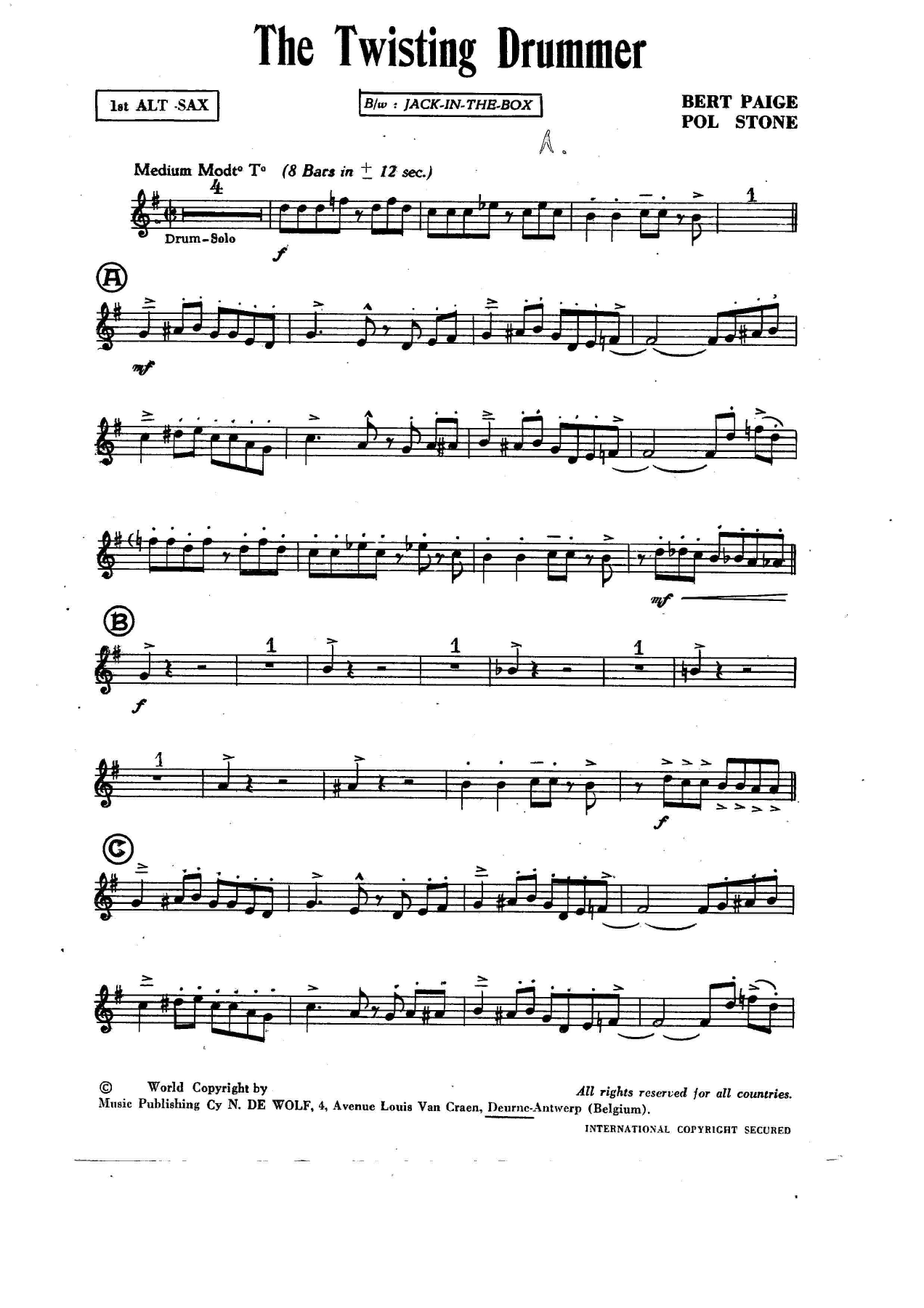 The Teisting Drummer — Big Band sheet music arranged by B.Paige | Jazz Standard