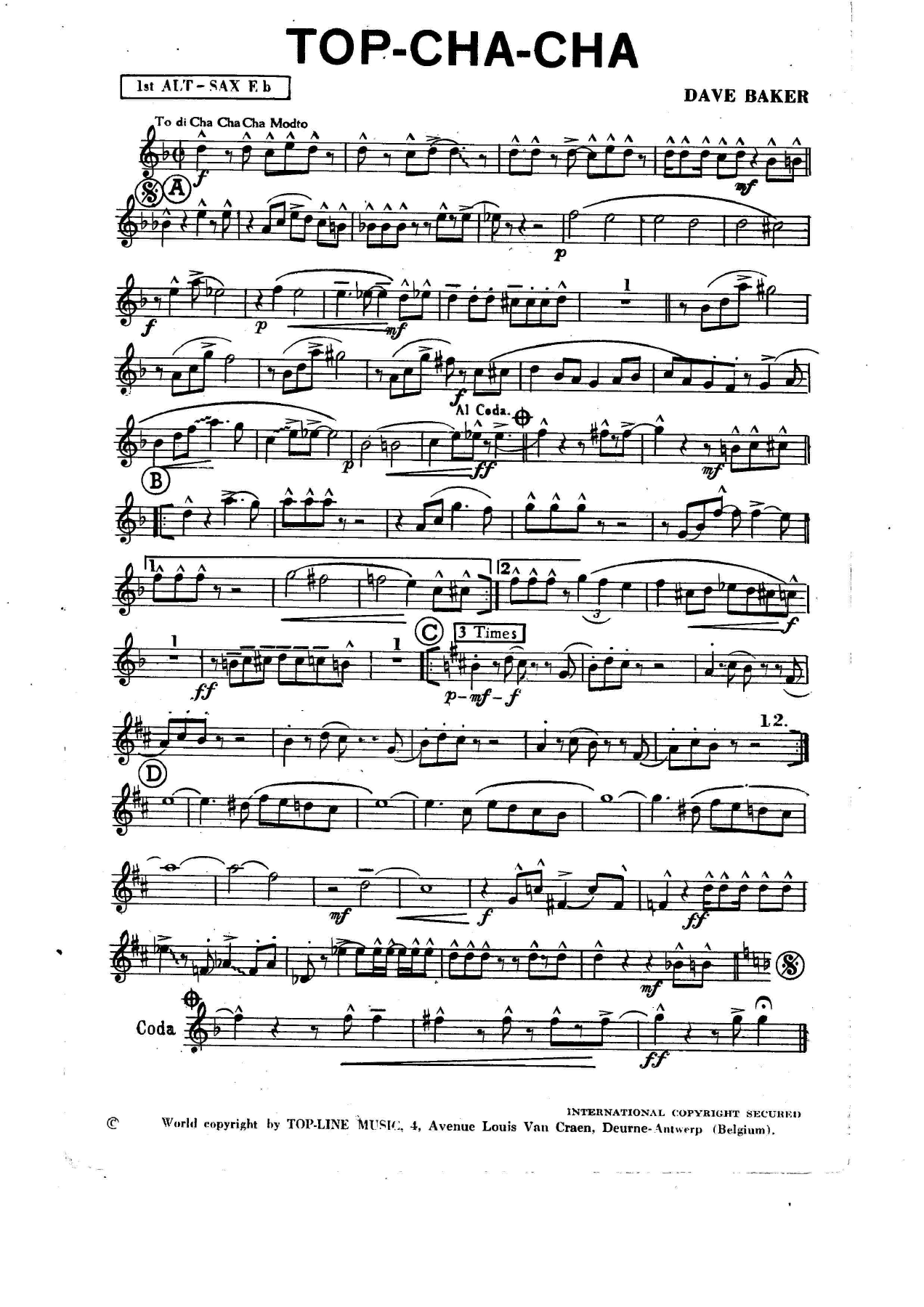 Top-Cha-Cha (D.Baker) Missing Drums — sheet music preview