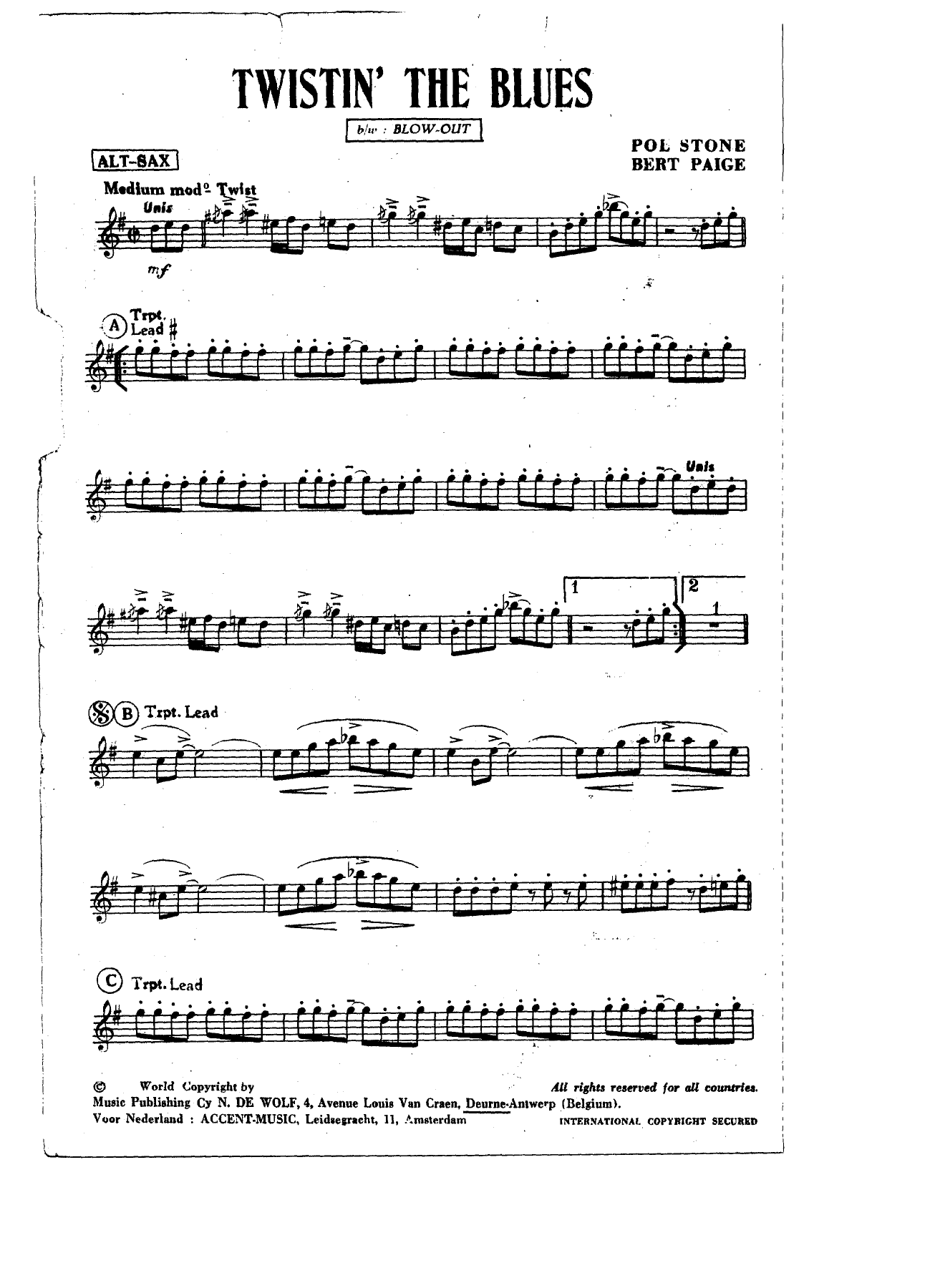Twistin The Blues — sheet music cover (first page)