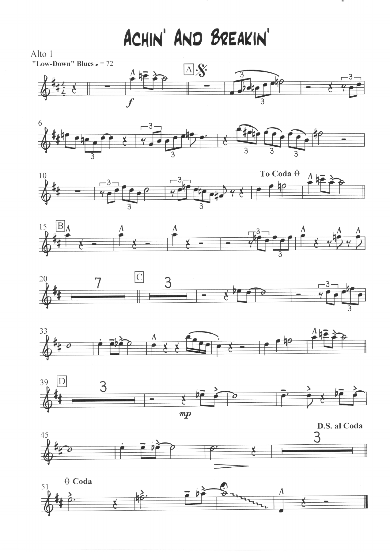 Achin' And Breakin' — sheet music preview