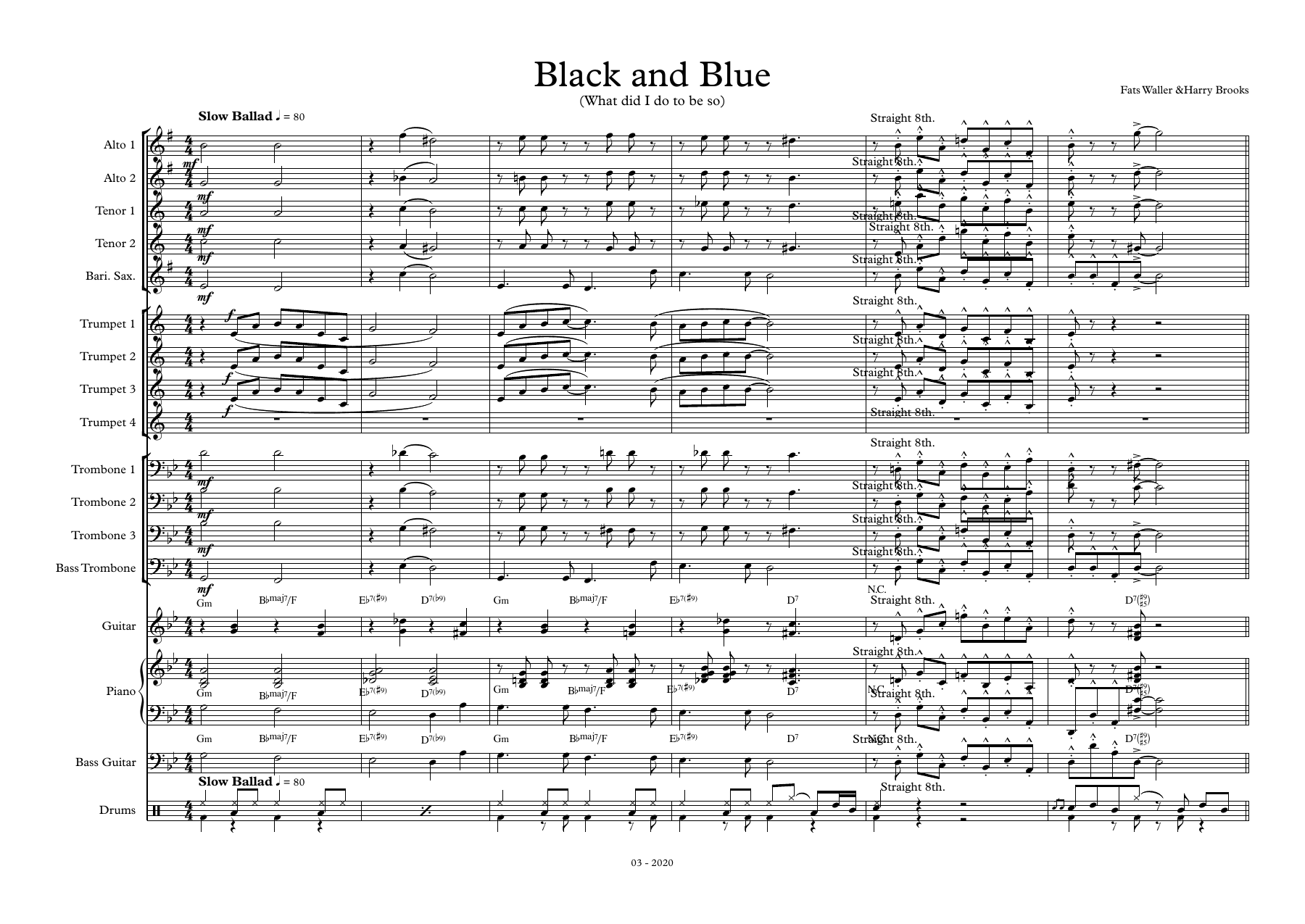 Black And Blue — sheet music cover (first page)