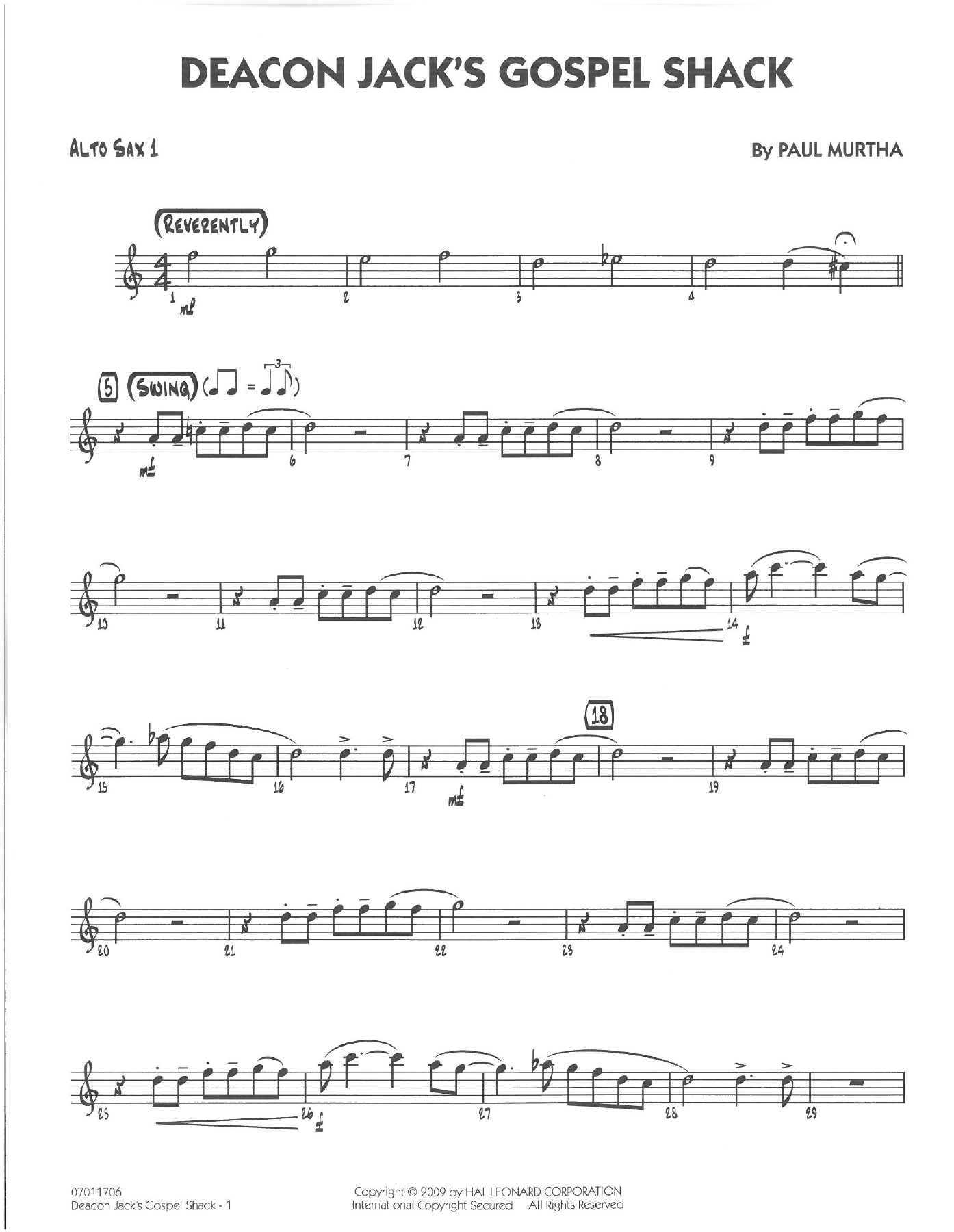 Deagon Jack's Gospel Shack — Big Band sheet music arranged by P.Murtha | Jazz Standard