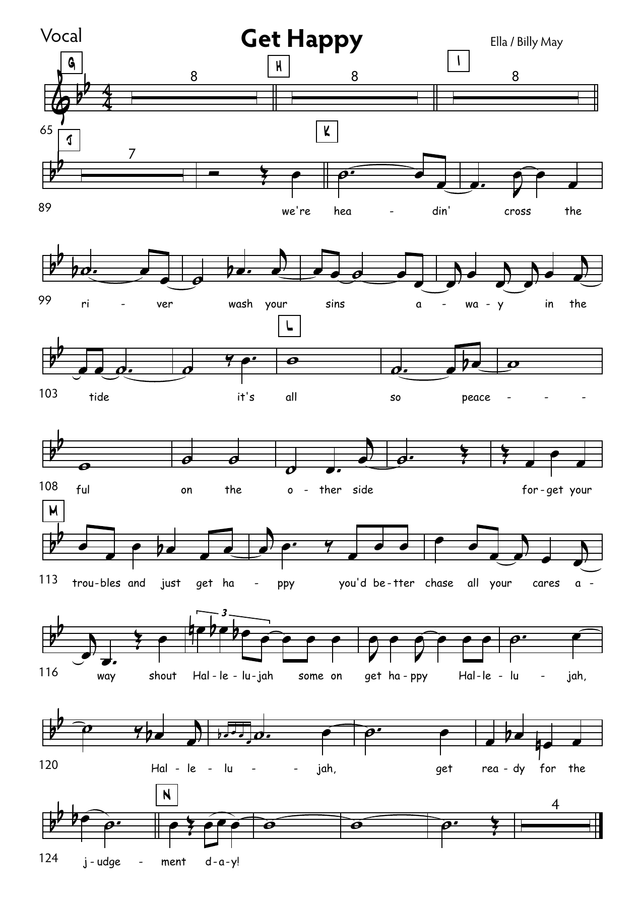 Get Happy (B.May -M.Collins) E.Fitzgerald — Big Band sheet music arranged by B.May -M.Collins | Jazz Standard