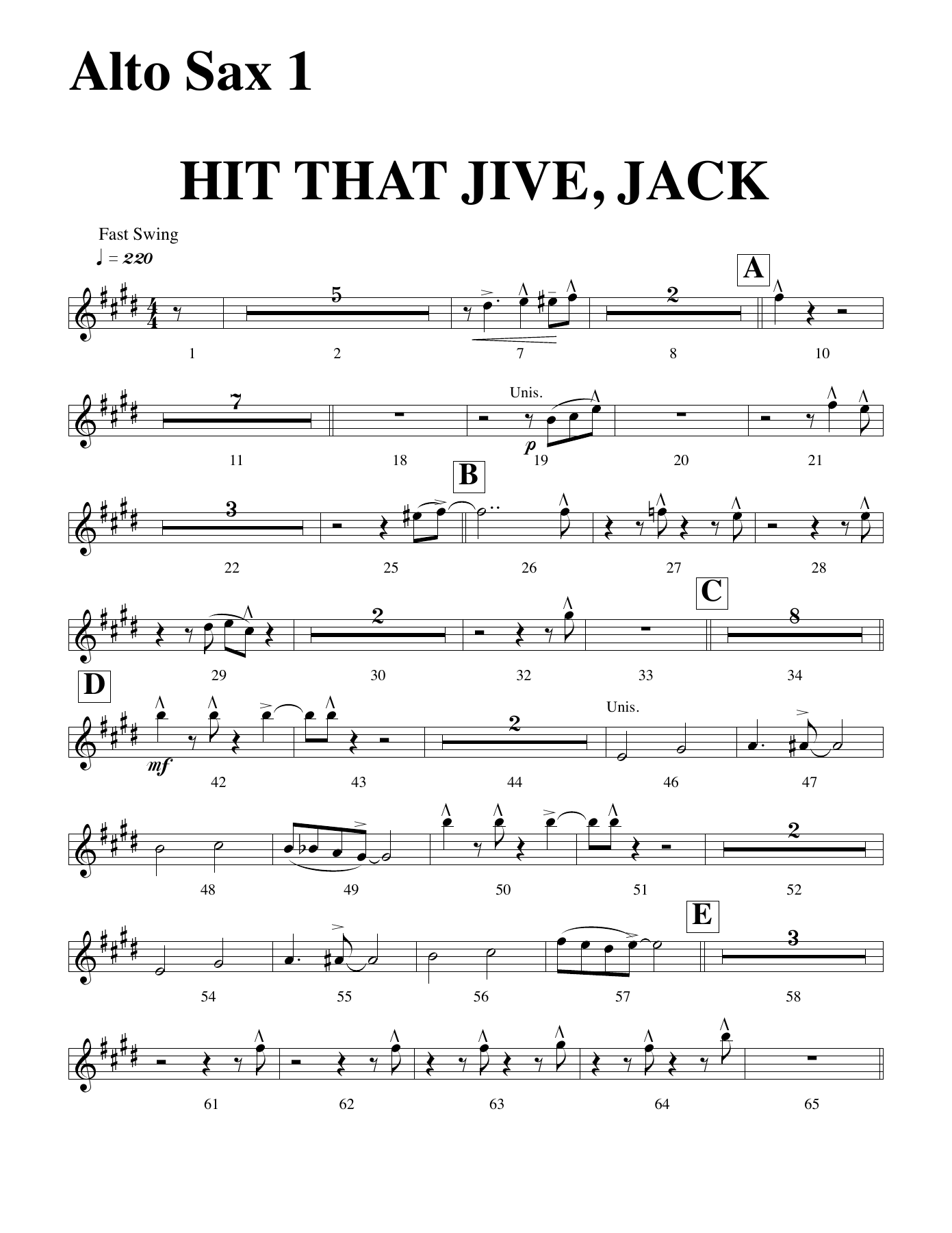Hit That Jive Jack — sheet music cover (first page)