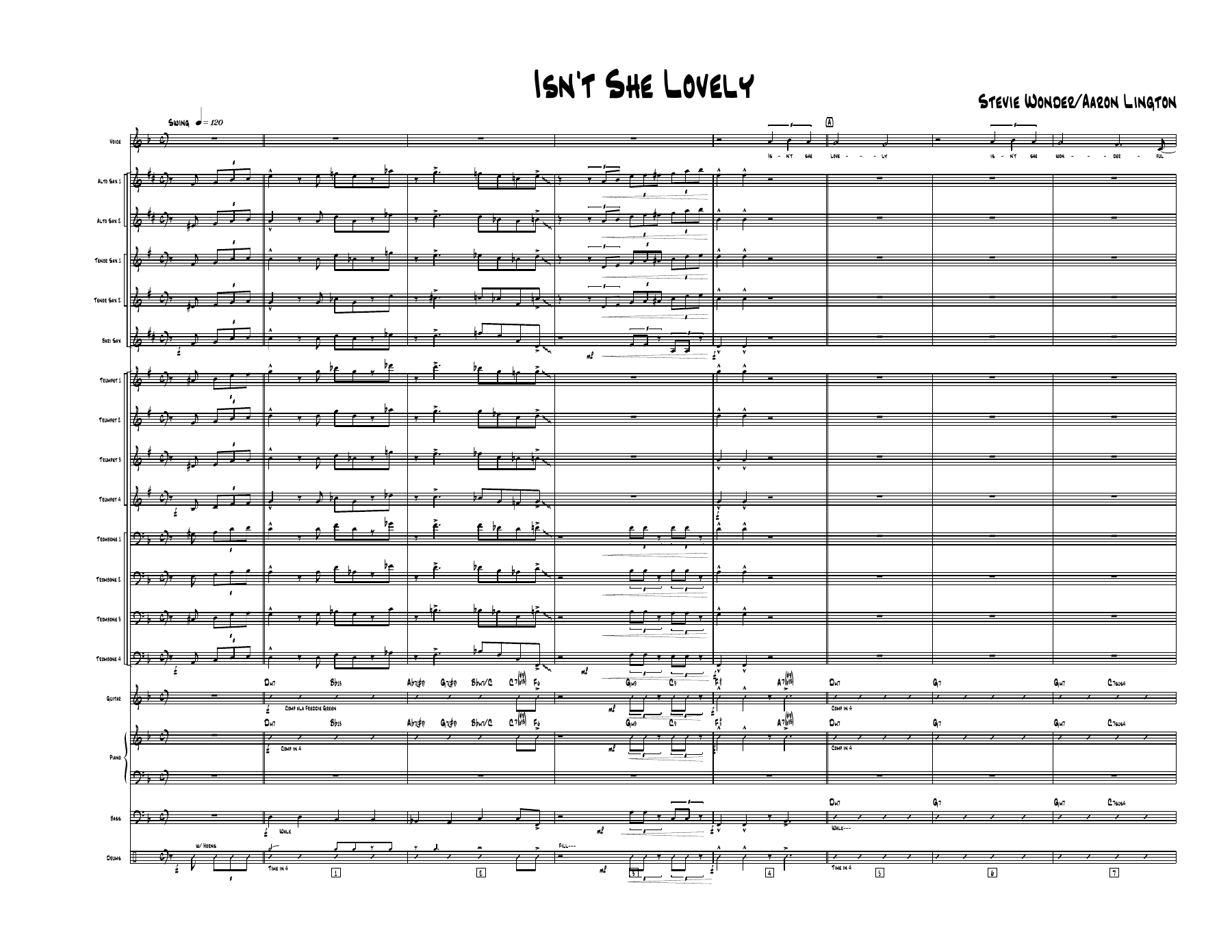 Isn't She Lovely (A.Lington) Vocal — sheet music preview