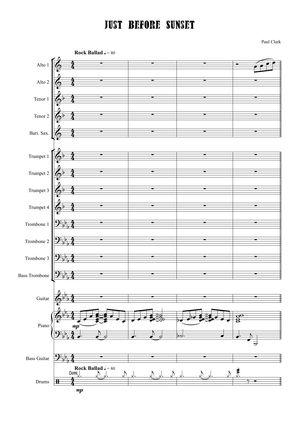 Just Before Sunset (P.Clark) 35 — Big Band sheet music arranged by P.Clark | Jazz Standard