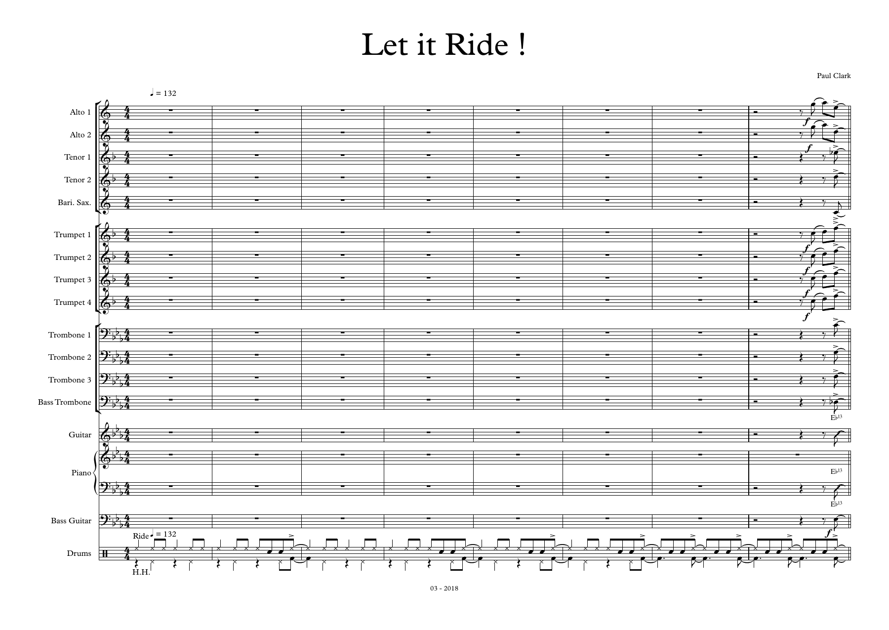 Let It Ride — Big Band sheet music arranged by P.Clark | Jazz Standard