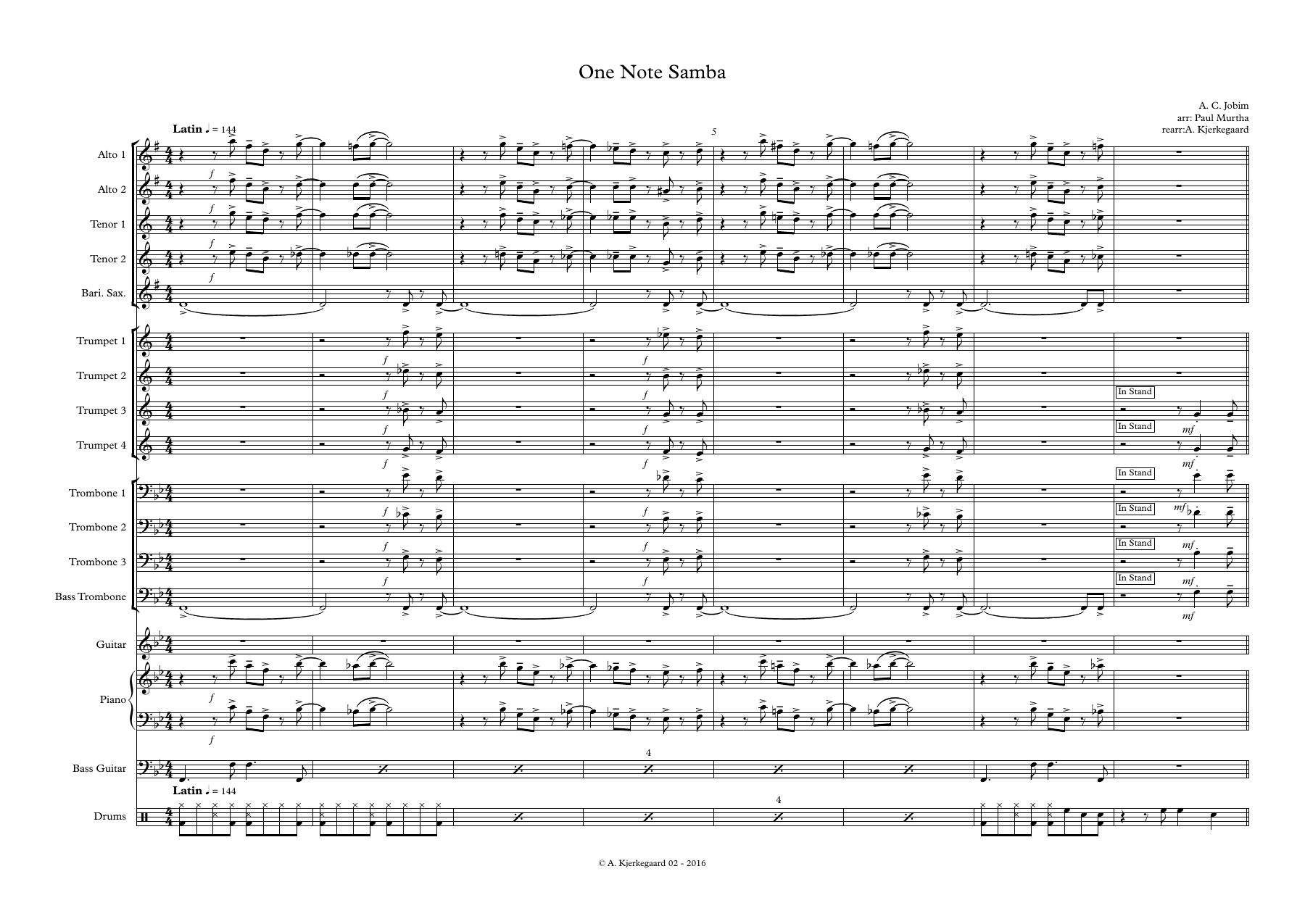 One Note Samba — sheet music cover (first page)