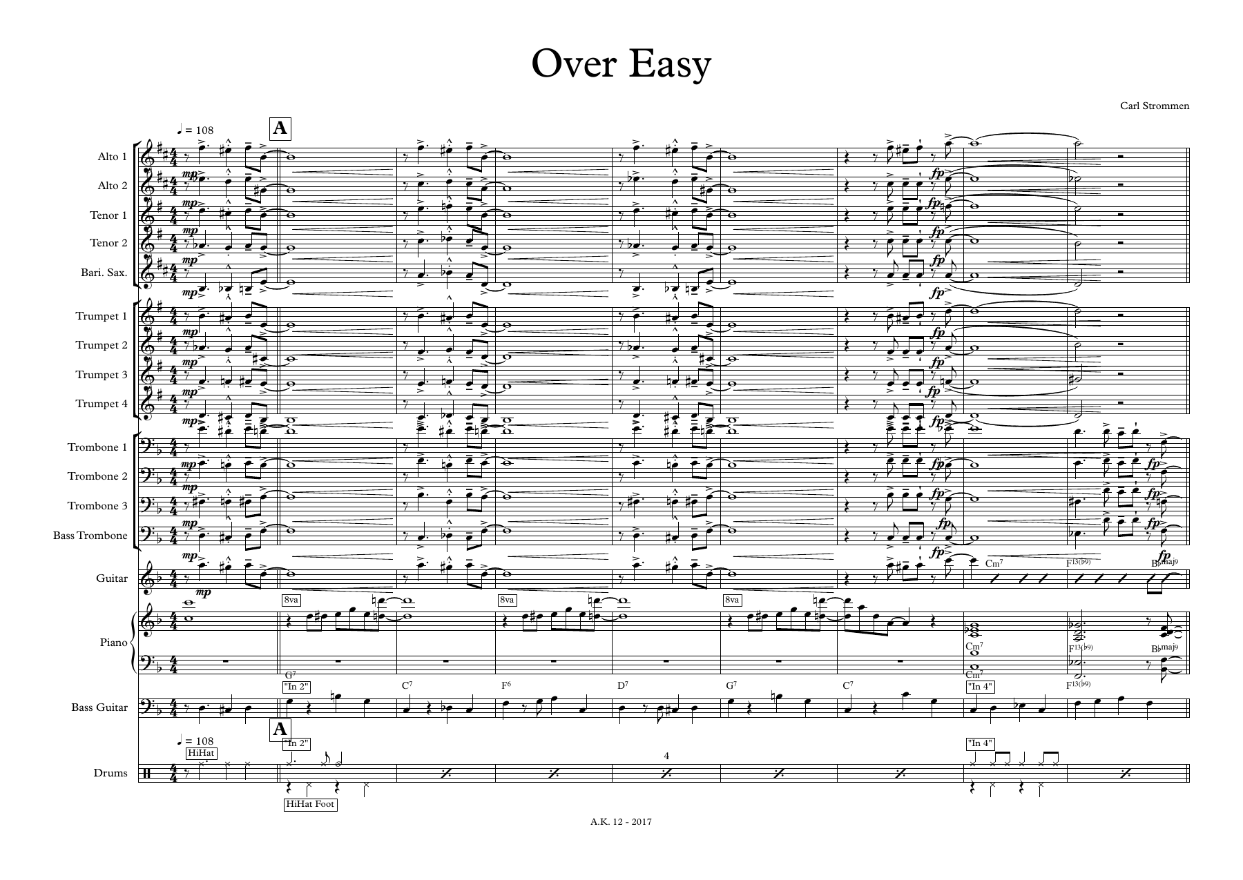 Over Easy — sheet music cover (first page)