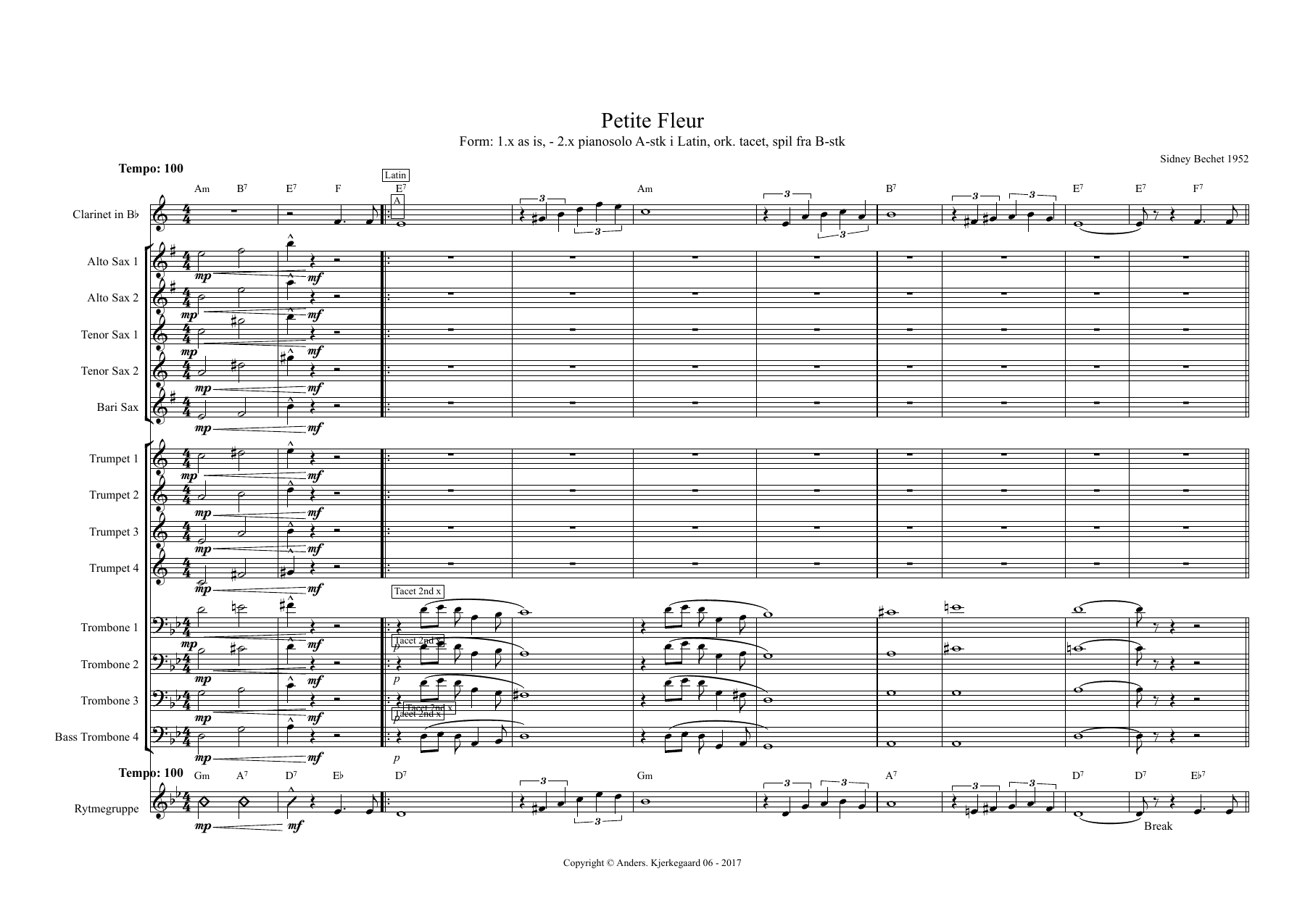 Petite Fleur (S.Bechet) Clarinet Feature — sheet music preview