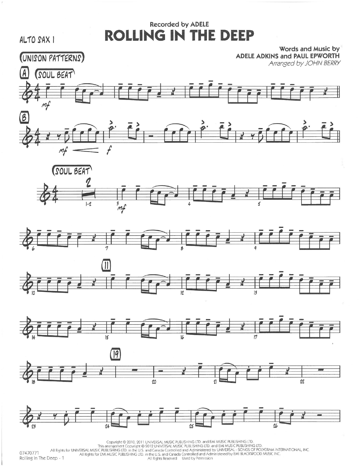 Rolling In The Deep — sheet music preview