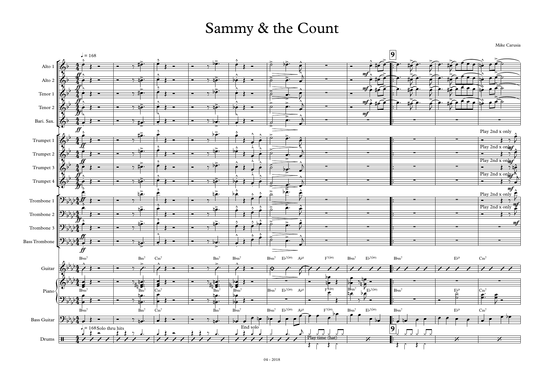 Sammy And The Count — Big Band sheet music arranged by M.Carubia | Jazz Standard