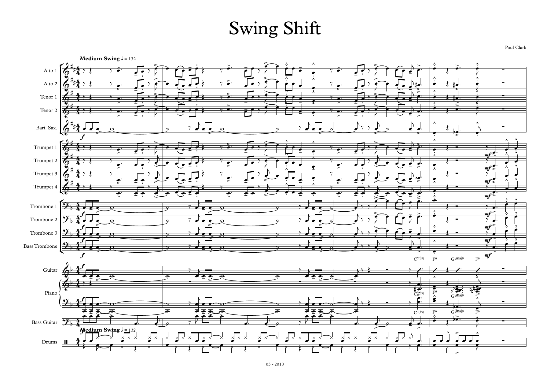 Swing Shift — sheet music cover (first page)