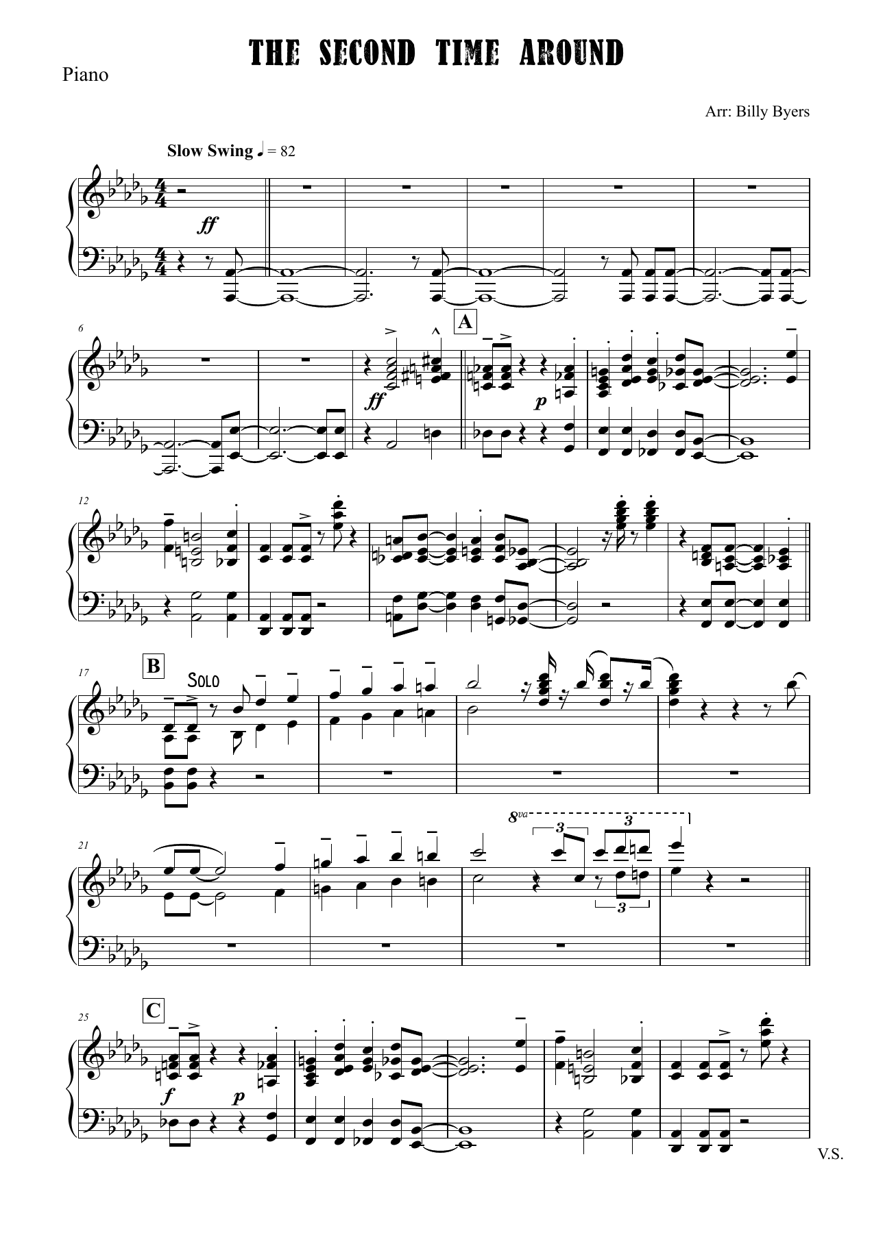 The Second Time Arond (B.Byers) C.Basie — Big Band sheet music arranged by B.Byers | Jazz Standard