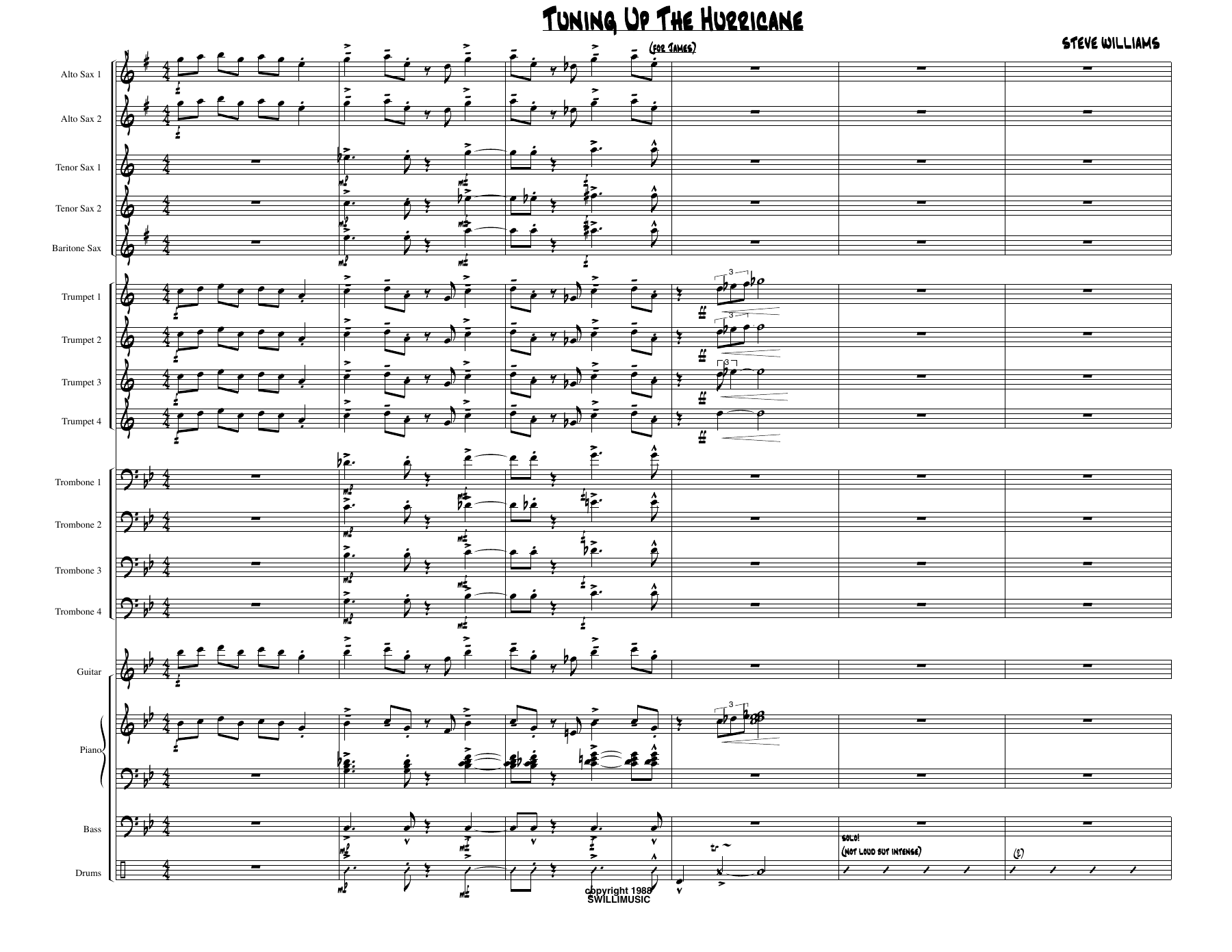Tuning Up The Hurricane — sheet music cover (first page)