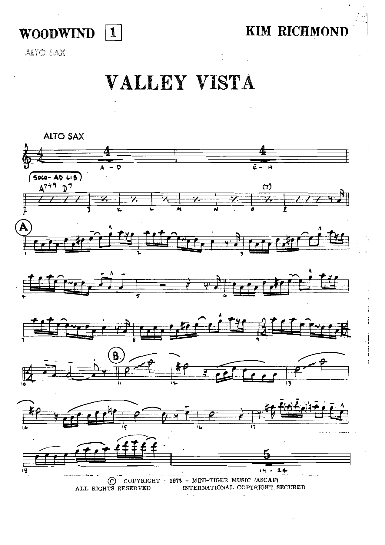 Valley Vista — Big Band sheet music arranged by K.Richmond | Jazz Standard