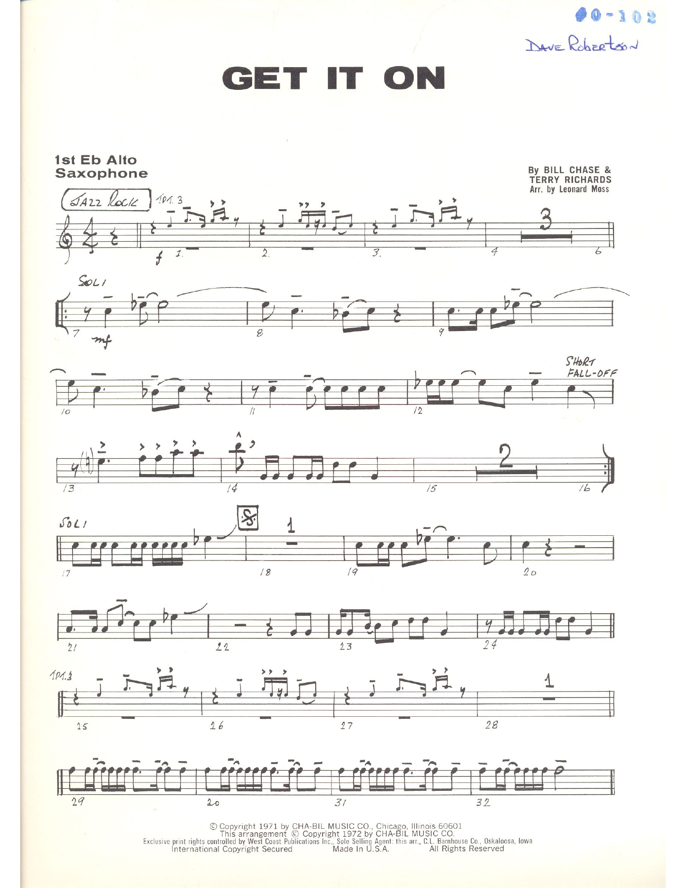Get it On (L.Moss) B.Chase — sheet music preview