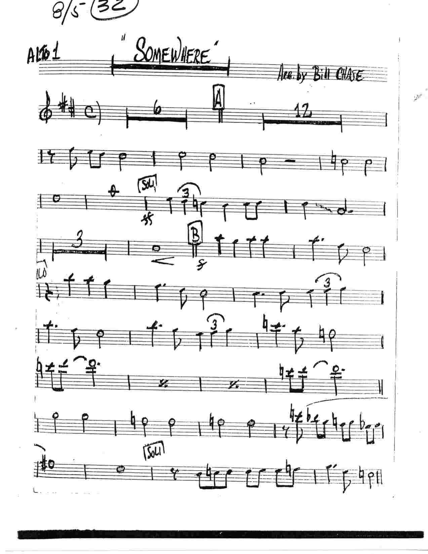 Somewhere (B.Chase) W.Herman — Big Band sheet music arranged by Bill Chase | Jazz Standard