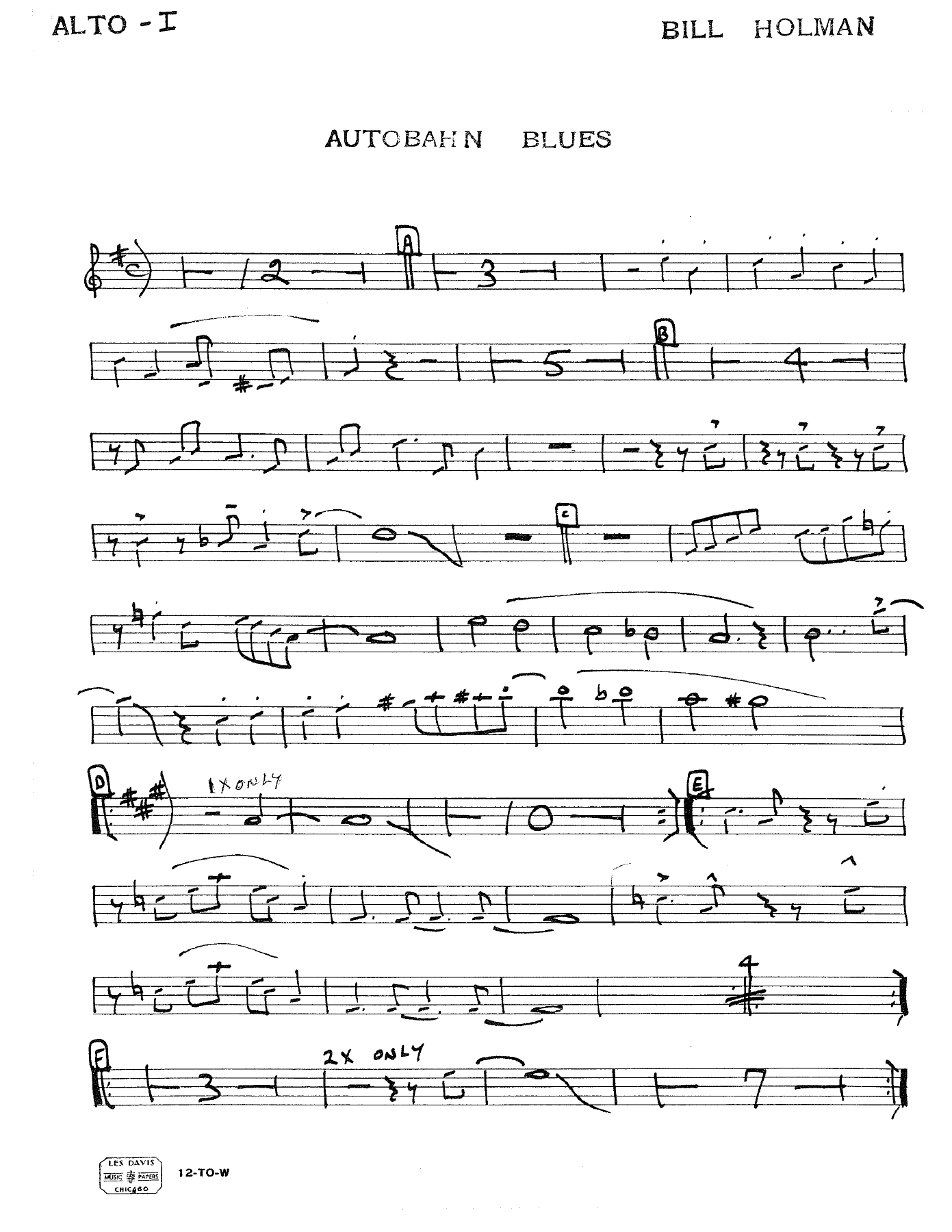 Autobahn Blues (B.Holman) W.Herman — Big Band sheet music arranged by Bill Holman | Jazz Standard