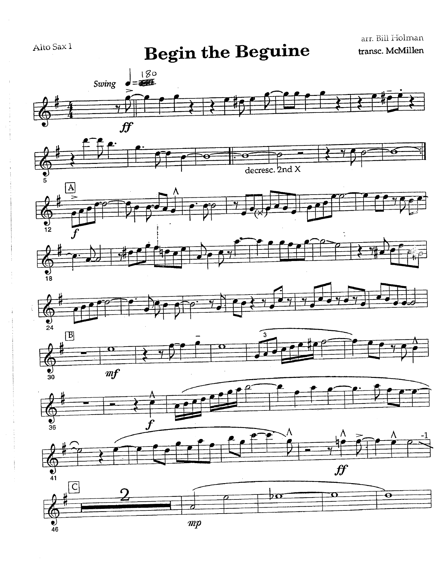 Begin The Beguine (B.Holman) 2 — sheet music cover (first page)