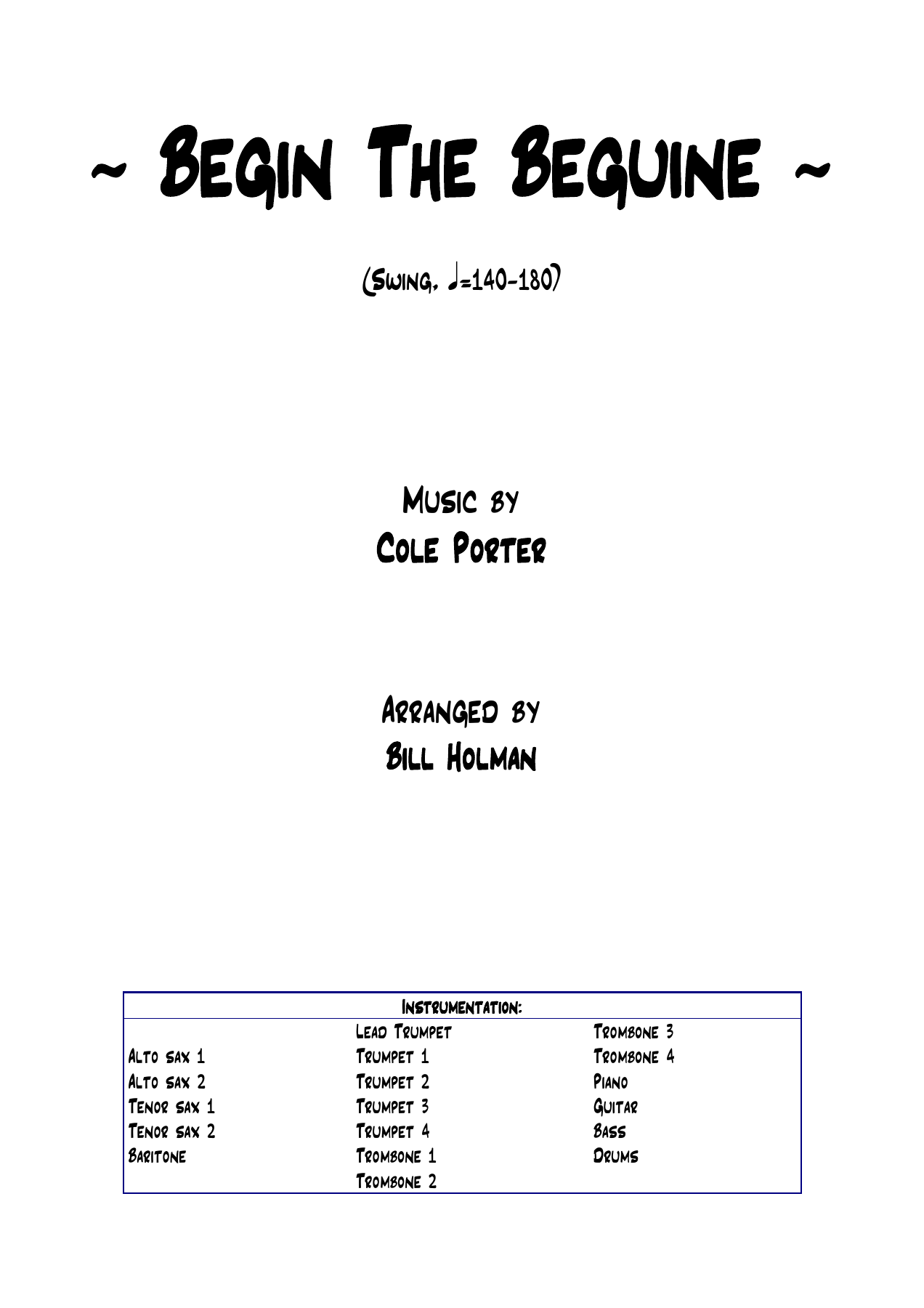 Begin The Beguine — sheet music cover (first page)