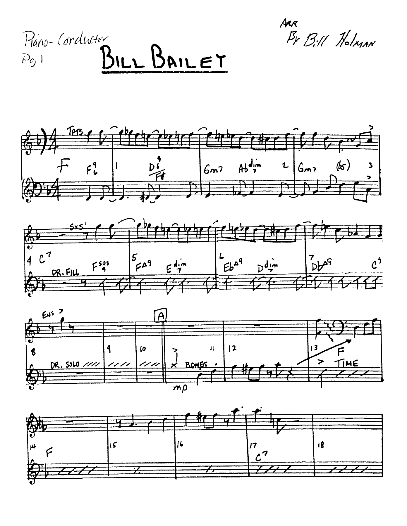 Bill Bailey — sheet music cover (first page)