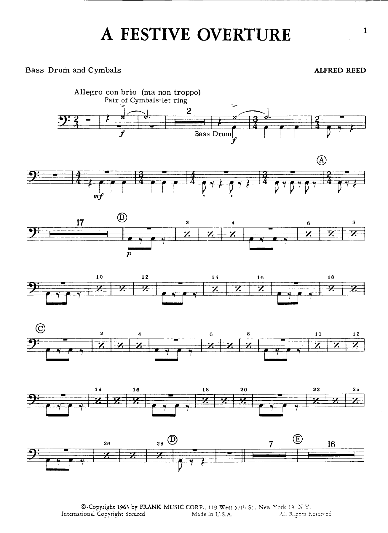 bass drum and cymbals — sheet music cover (first page)