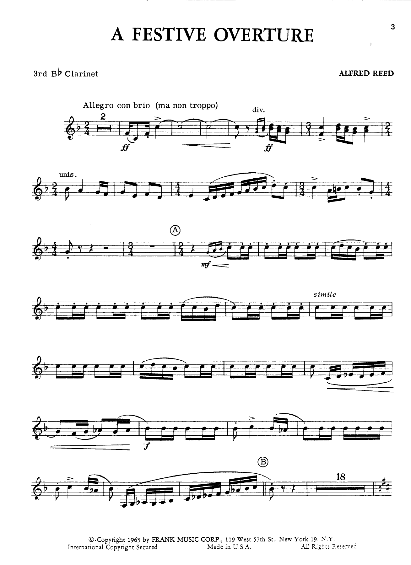 Bb clarinetIII — sheet music cover (first page)