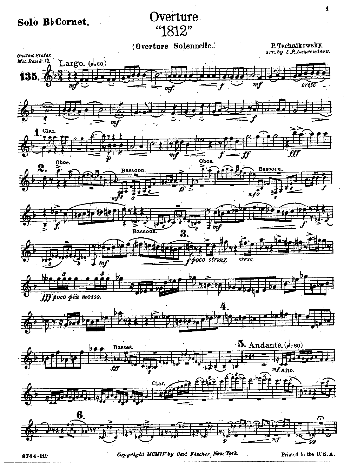 1812 Brass — sheet music cover (first page)